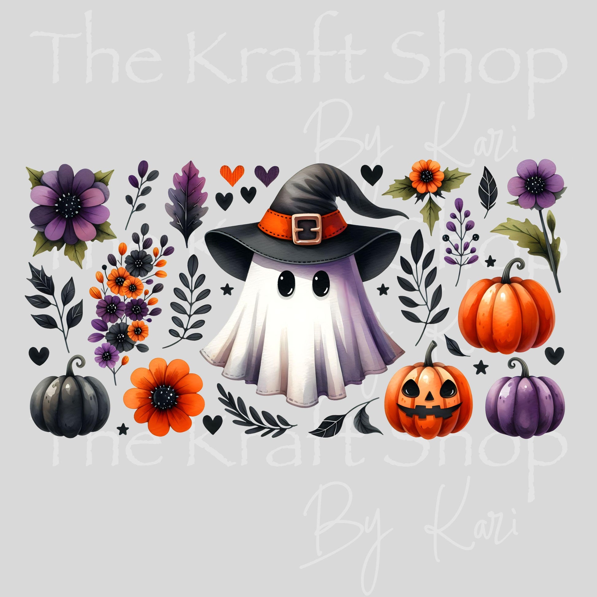 UV DTF Sticker print. Black Purple Ghost glass can wrap decal, tumbler decal, permanent sticker. #5581