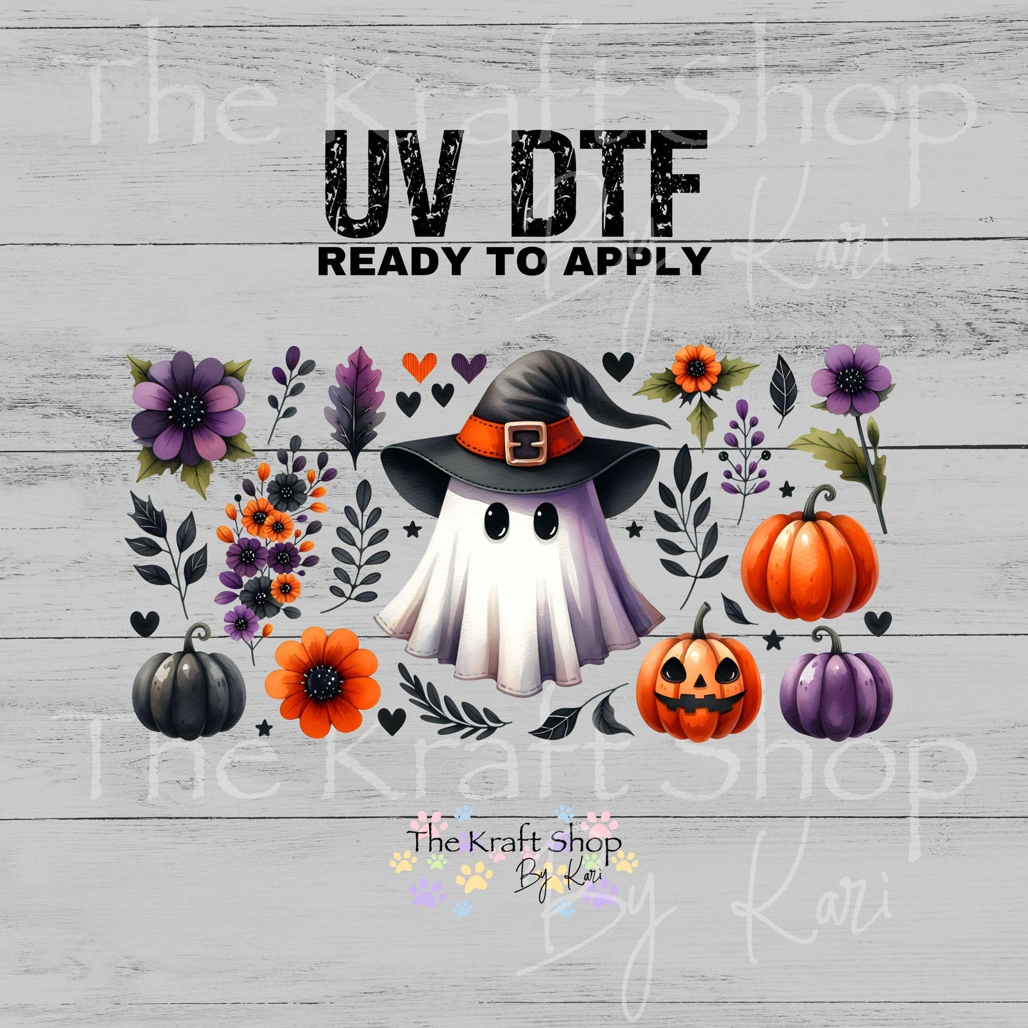 UV DTF Sticker print. Black Purple Ghost glass can wrap decal, tumbler decal, permanent sticker. #5581