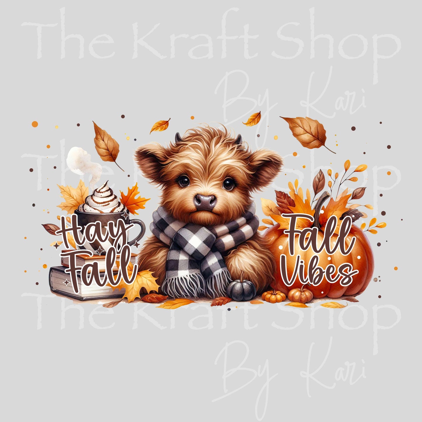 UV DTF Sticker print. Hay Fall Cozy Cow glass can wrap decal, tumbler decal, permanent sticker. #5563