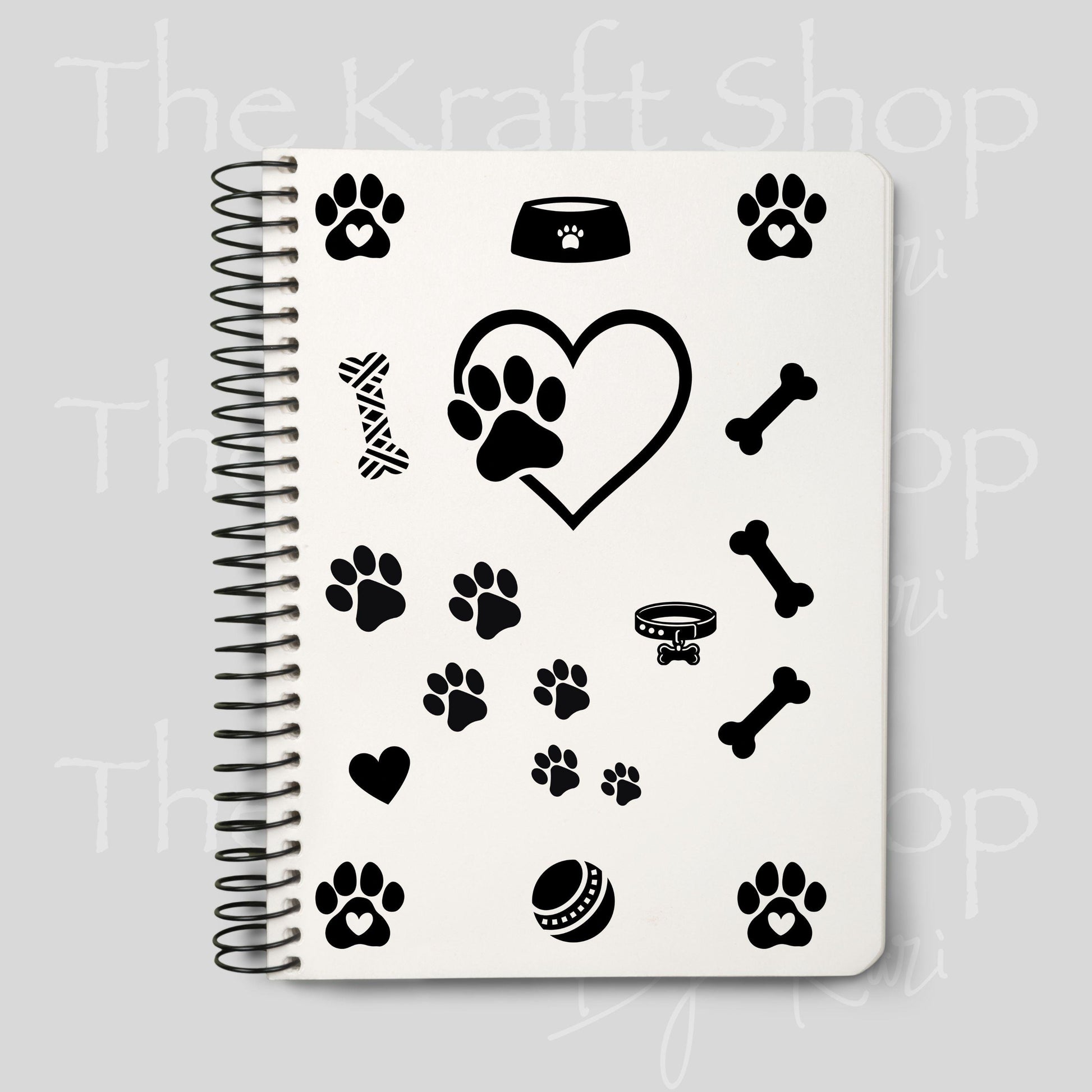UV DTF Sticker print Dog Paws Notebook Element sheet 8.5x5.7 inches, decal #5589