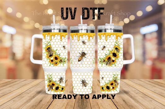 UV DTF 40 oz ready to apply Honey Drip wrap decal , quencher tumbler decal #3214