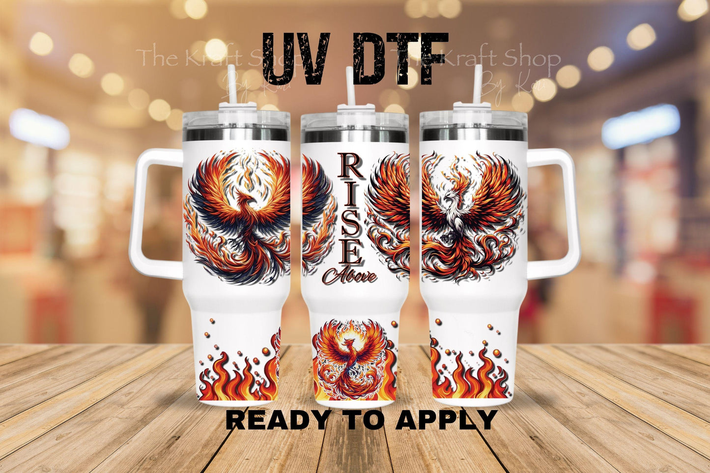 UV DTF 40 oz ready to apply Rise Above wrap decal , quencher tumbler decal #3233