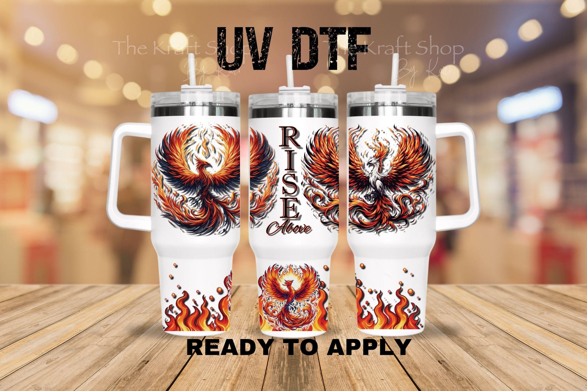 UV DTF 40 oz ready to apply Rise Above wrap decal , quencher tumbler decal #3233