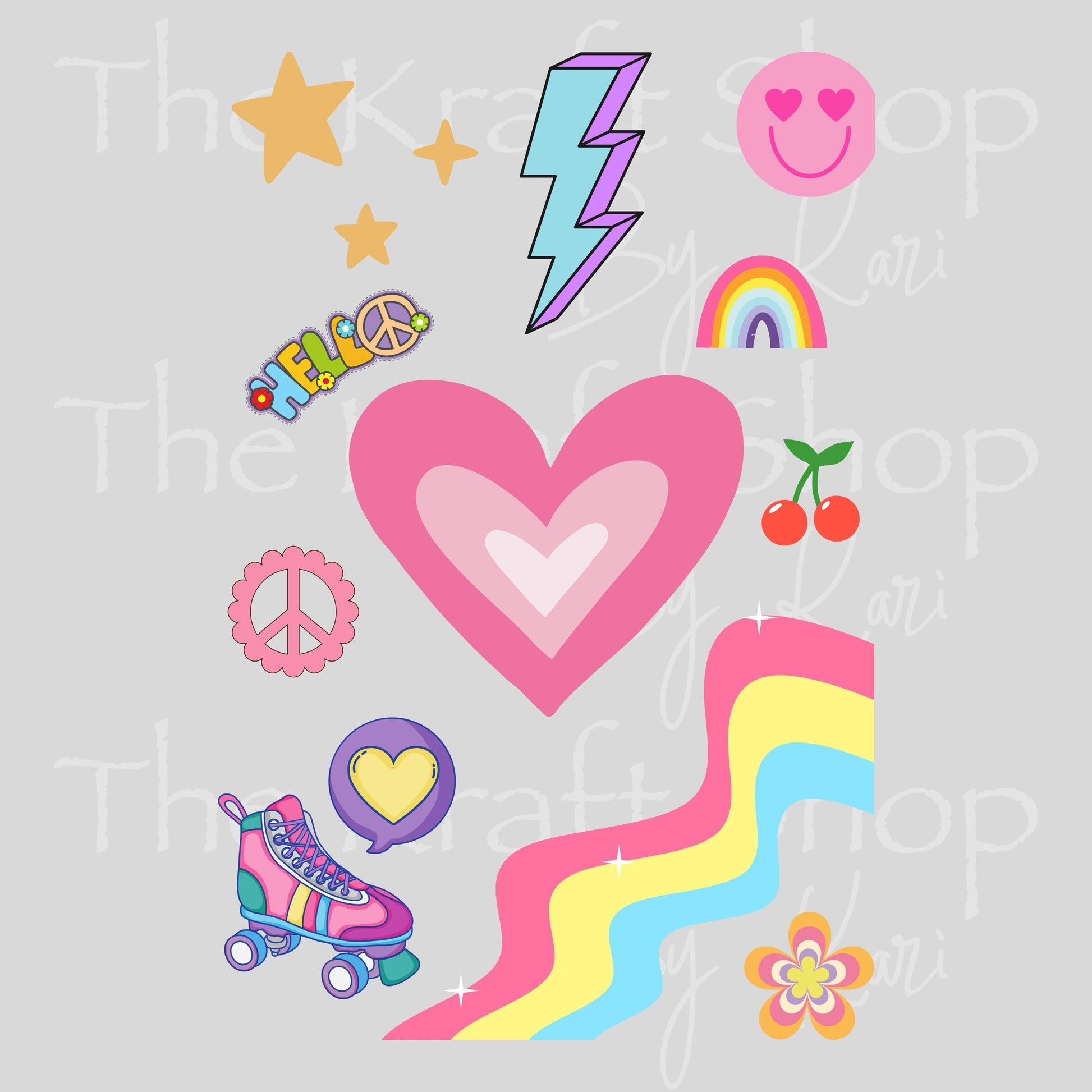 UV DTF Sticker print Groovy Notebook Element sheet 8.5x5.7 inches, decal #5604