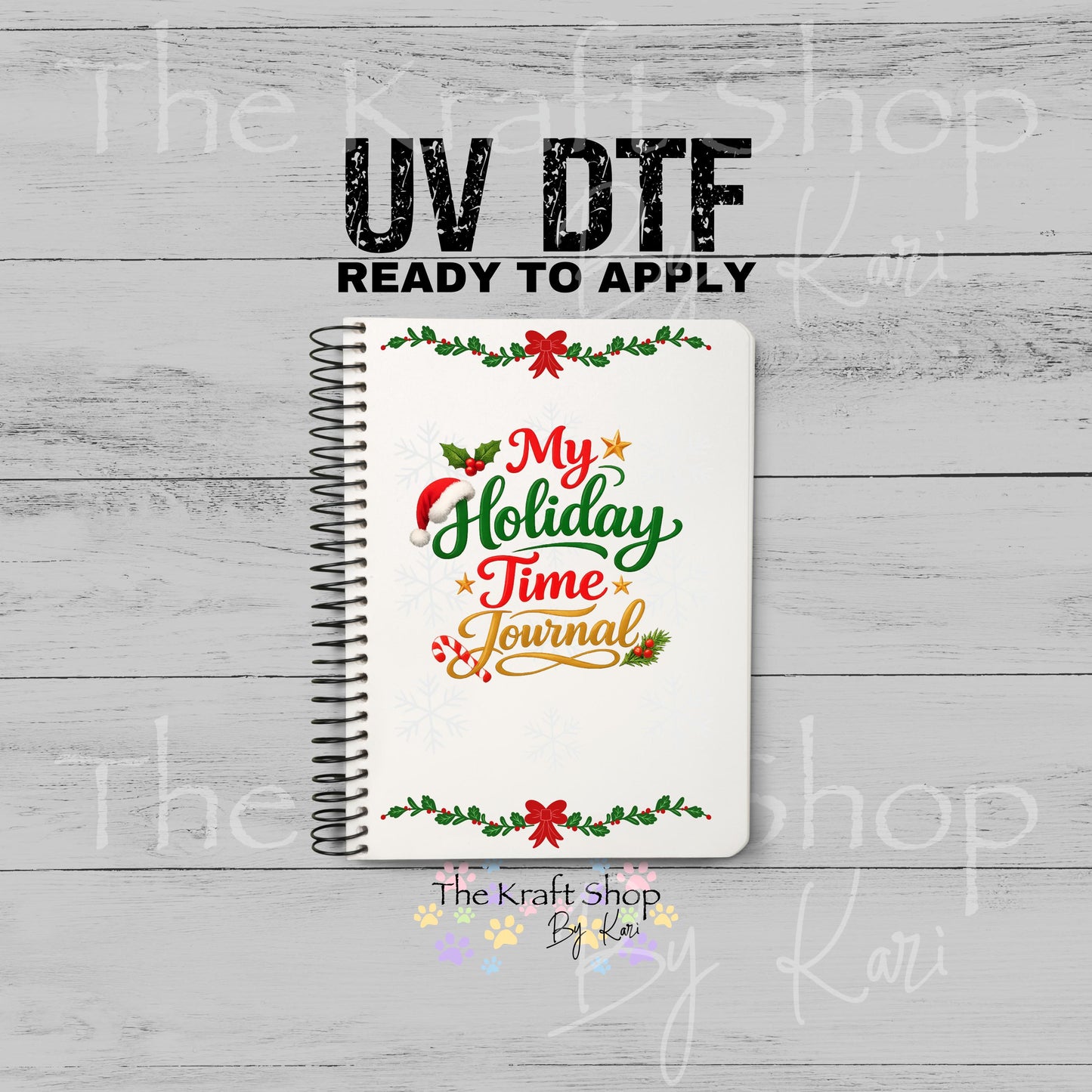 UV DTF Sticker print My Holiday Time Journal Notebook Element sheet 8.5x5.7 inches, decal #5608