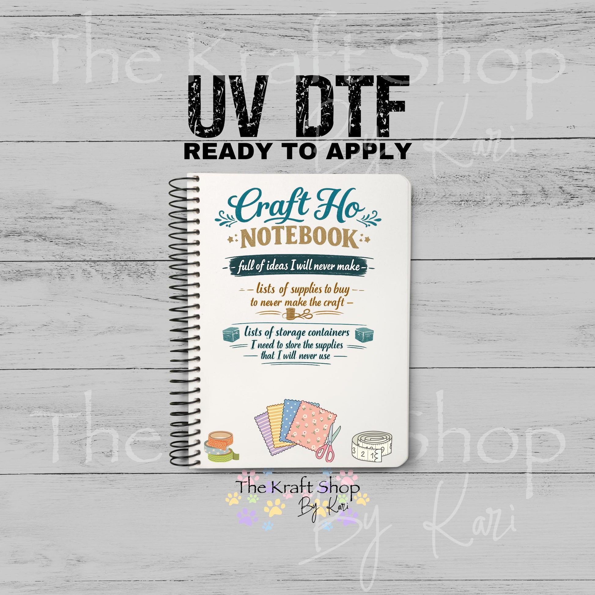 UV DTF Sticker print Craft Ho Notebook Element sheet 8.5x5.7 inches, decal #5610