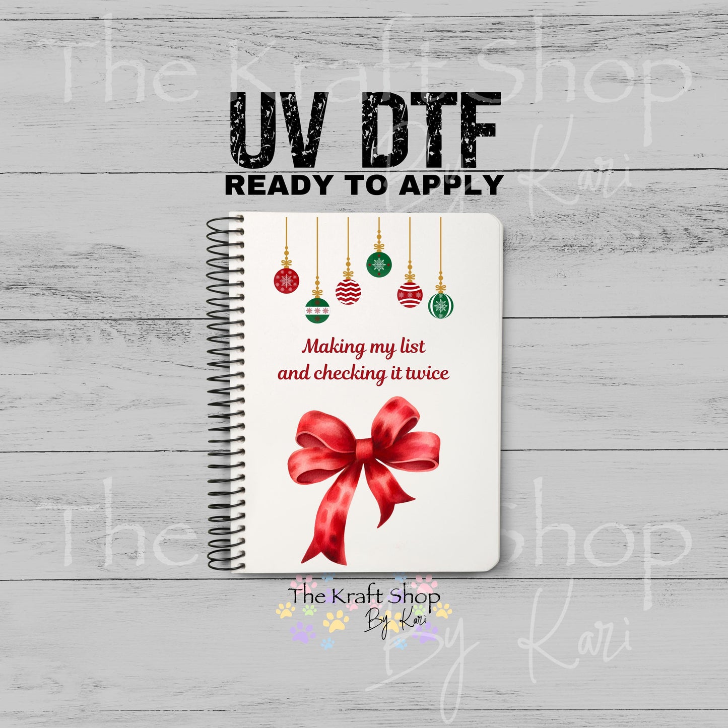 UV DTF Sticker print Making My List Notebook Element sheet 8.5x5.7 inches, decal #5607