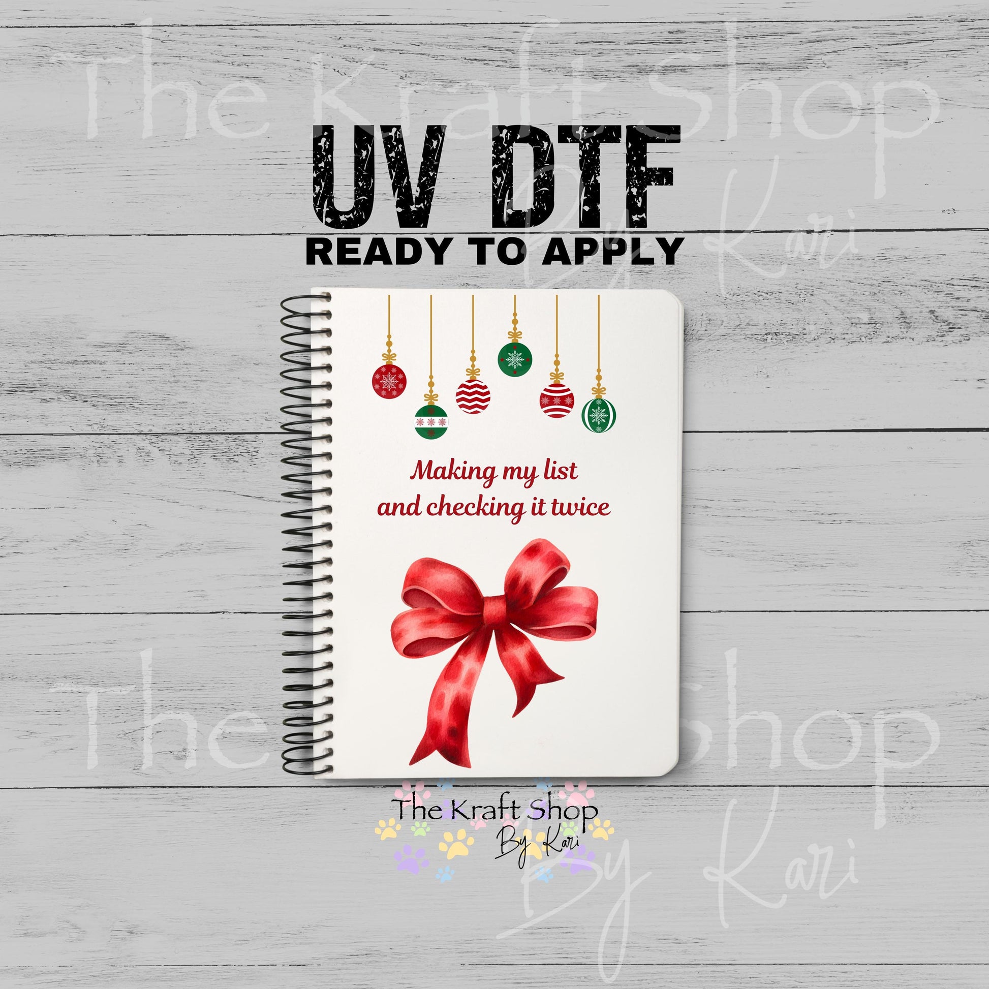 UV DTF Sticker print Making My List Notebook Element sheet 8.5x5.7 inches, decal #5607