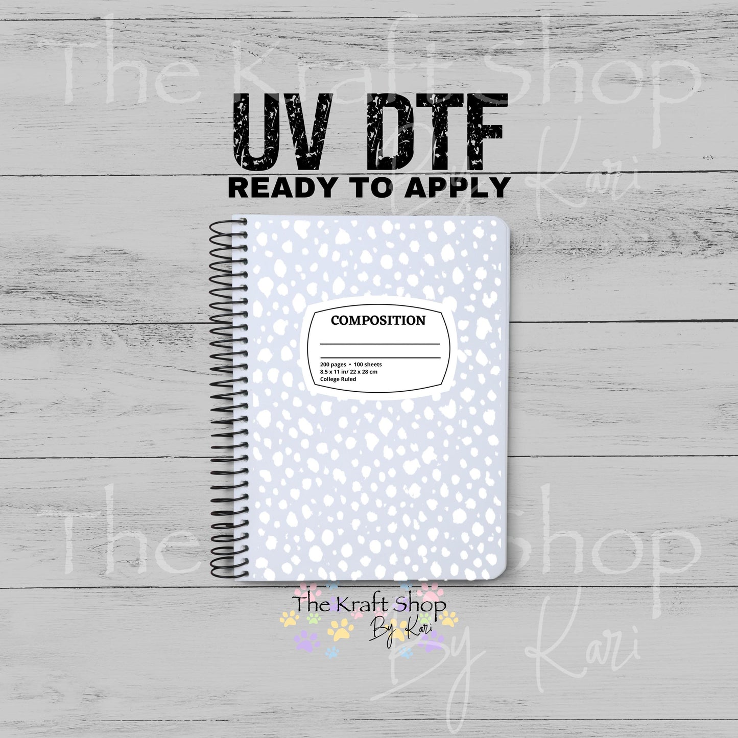 UV DTF Sticker print Composition Notebook Element sheet 8.5x5.7 inches, decal #5600