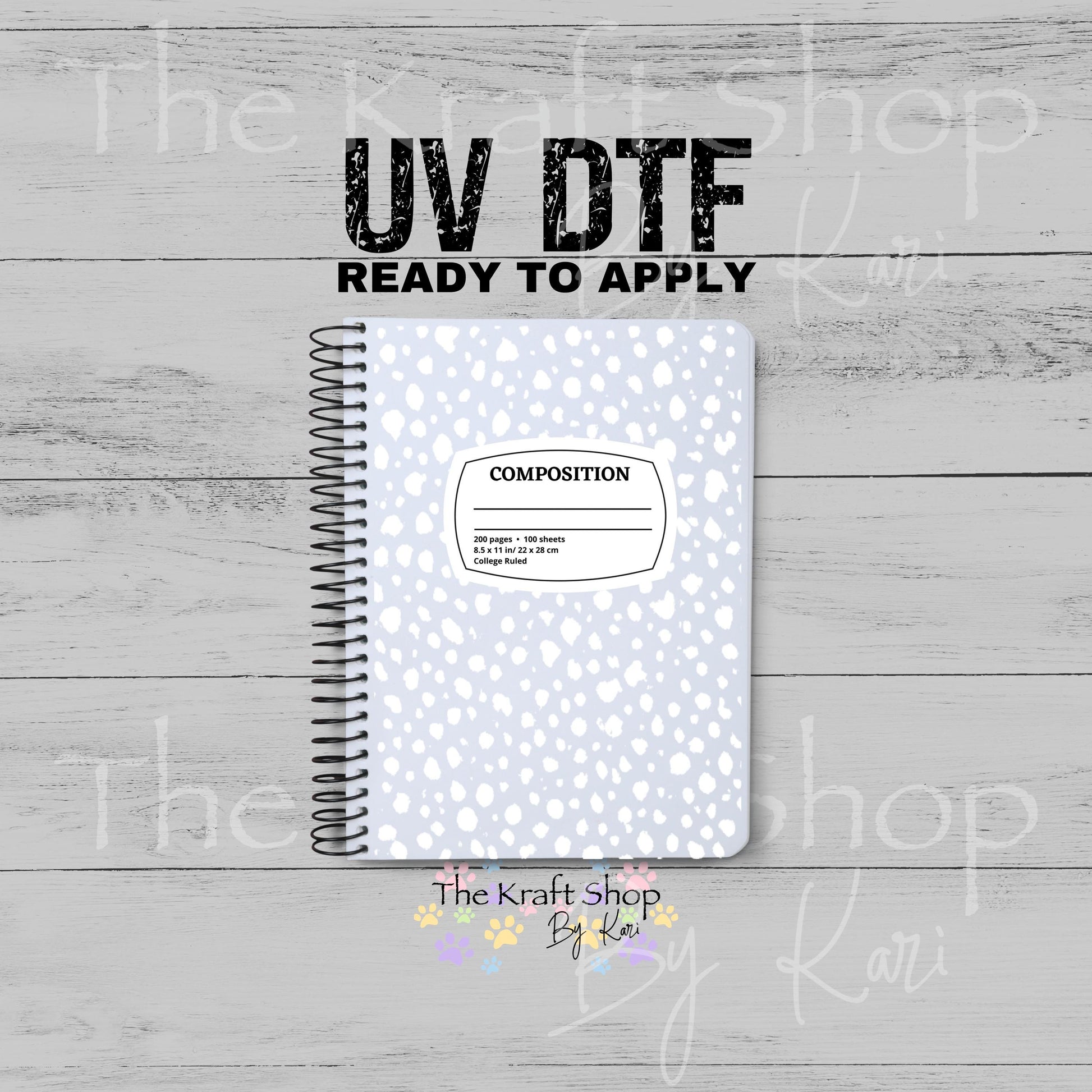 UV DTF Sticker print Composition Notebook Element sheet 8.5x5.7 inches, decal #5600