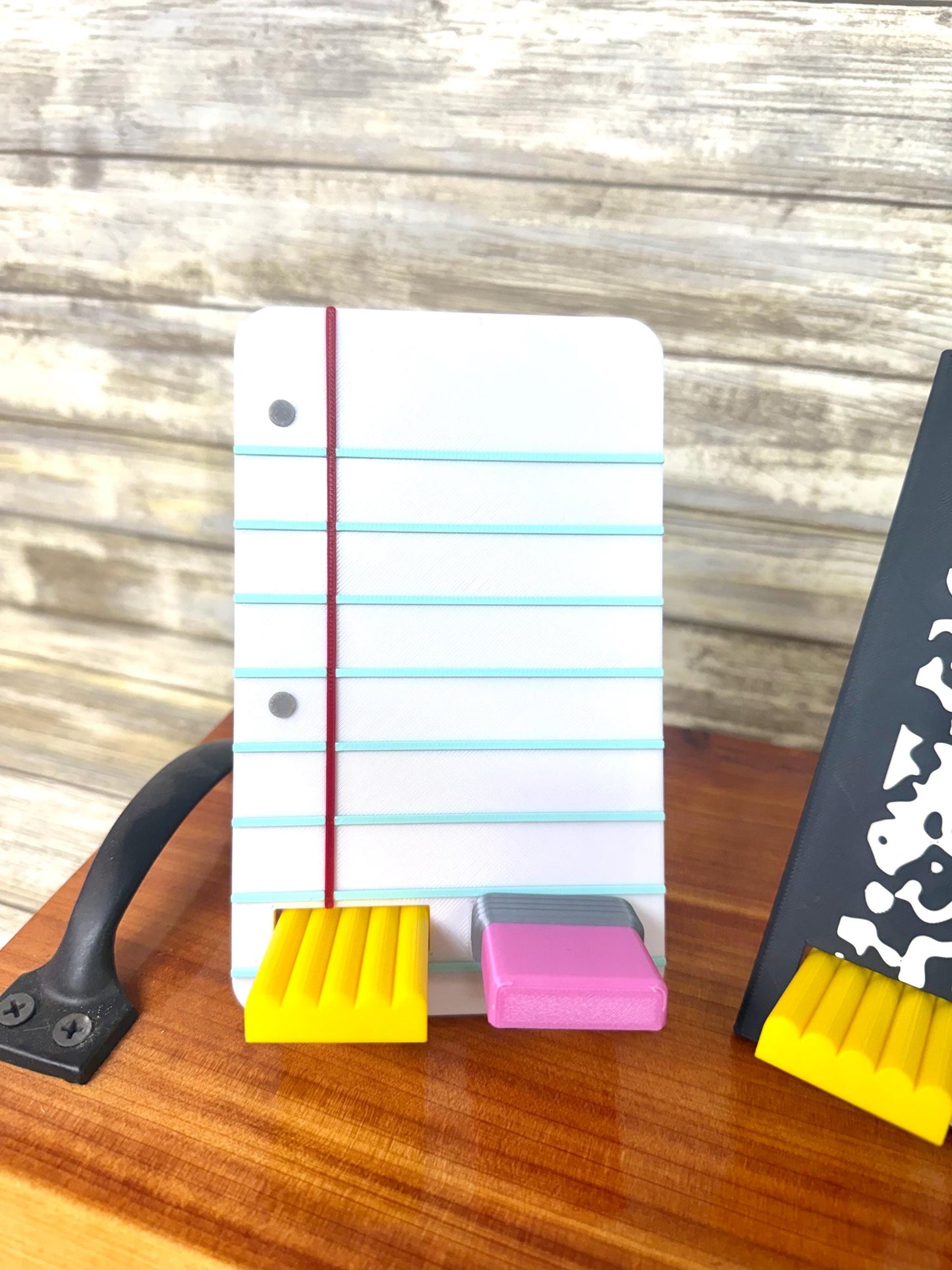 3D Cell phone holder. Highland cow. Teacher school accessories. Lined paper or composition notebook. Ready to ship.