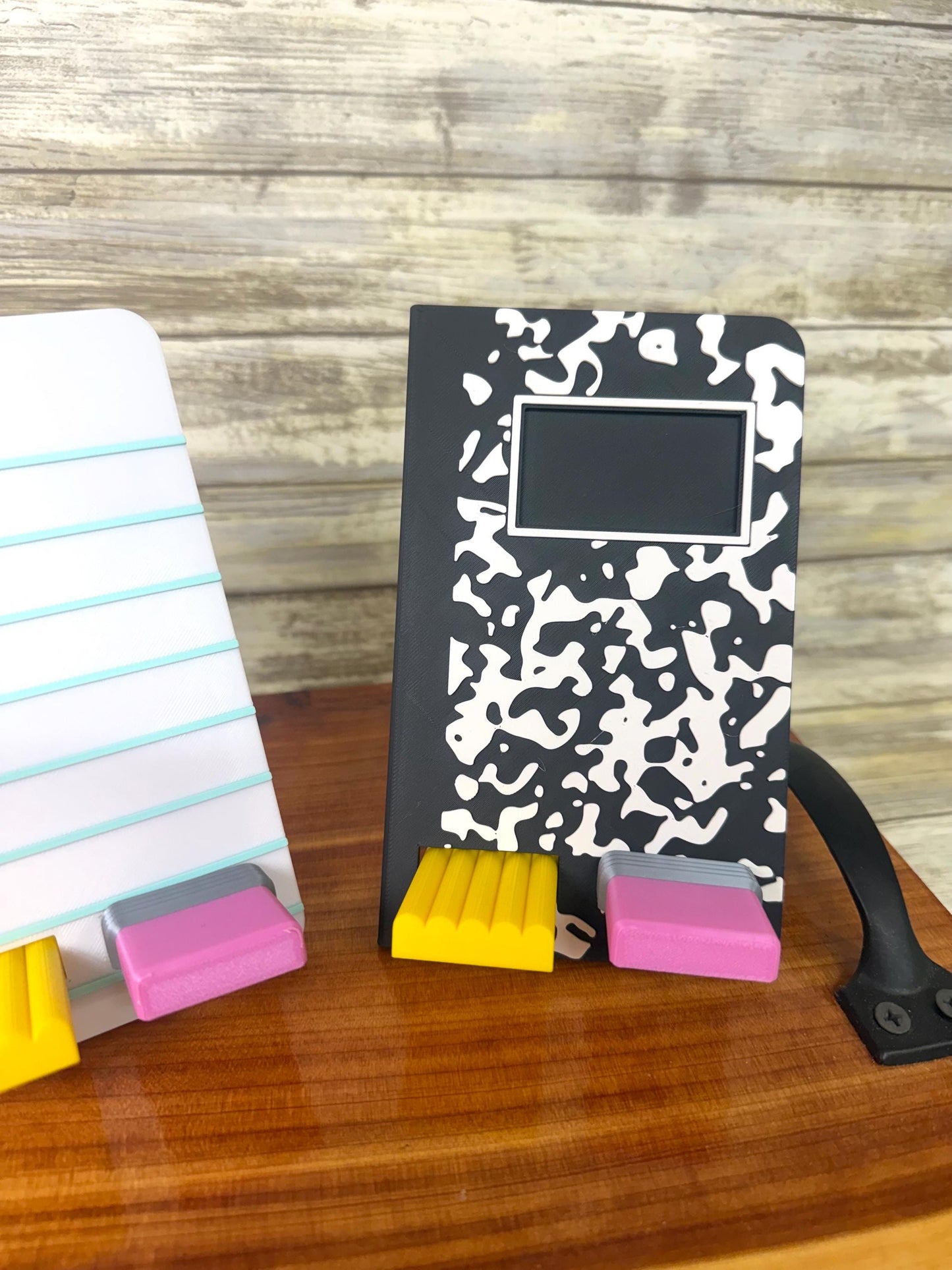 3D Cell phone holder. Highland cow. Teacher school accessories. Lined paper or composition notebook. Ready to ship.