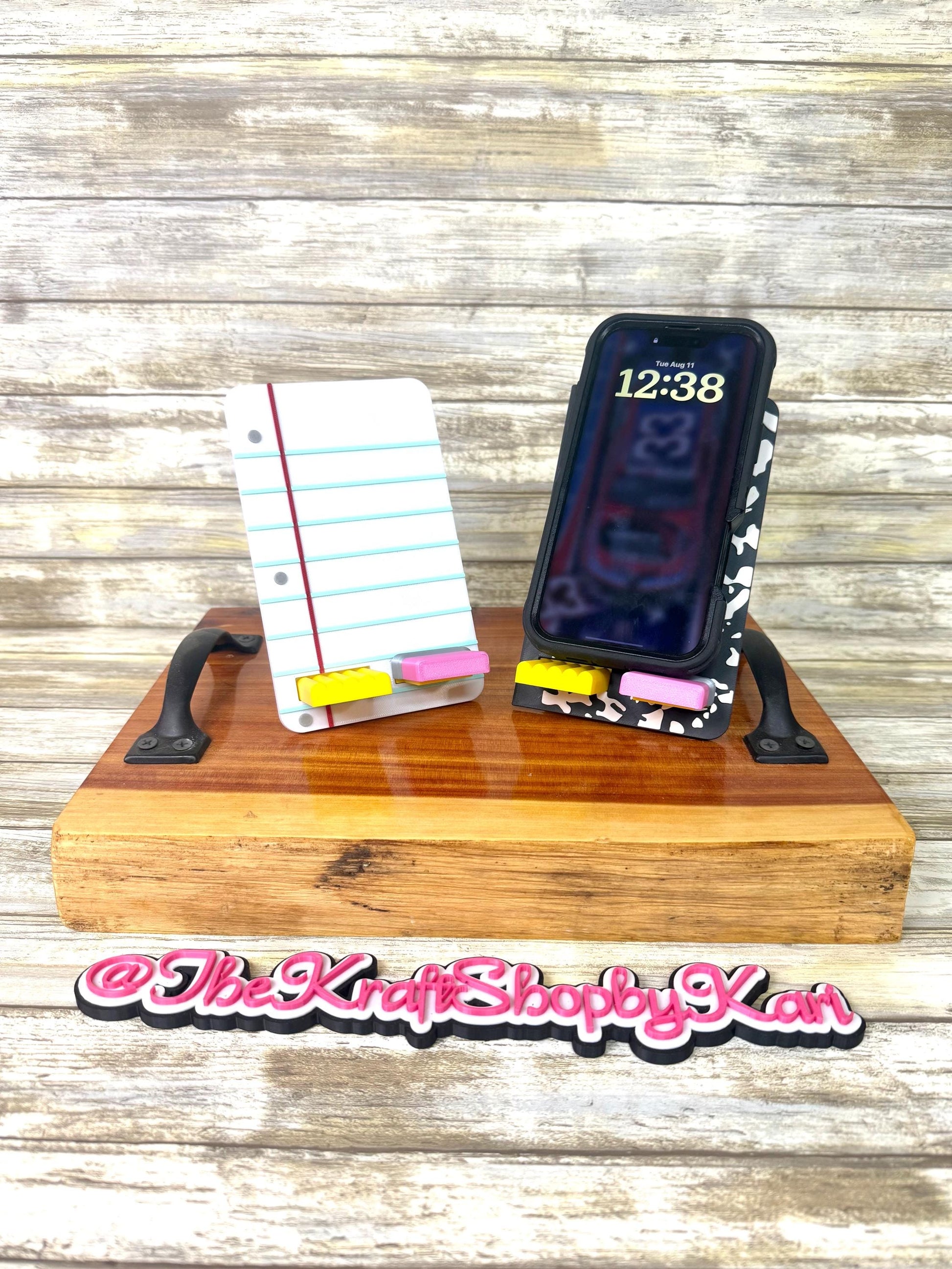 3D Cell phone holder. Highland cow. Teacher school accessories. Lined paper or composition notebook. Ready to ship.