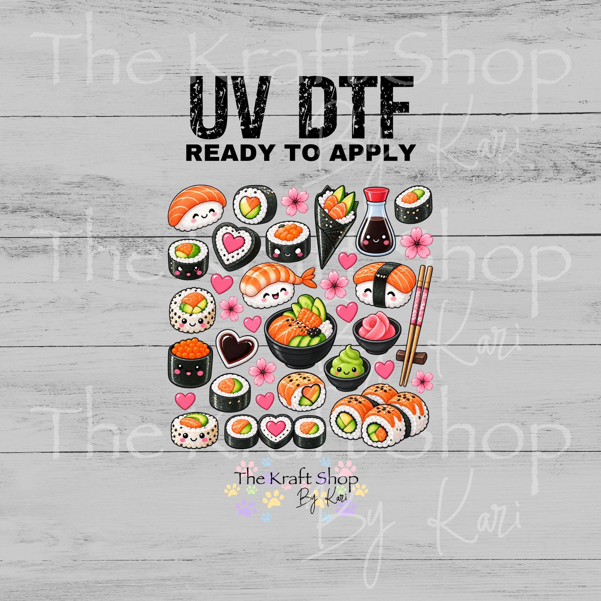 UV DTF Sticker prints. Sushi element sheet bundle decal, permanent sticker. #10550