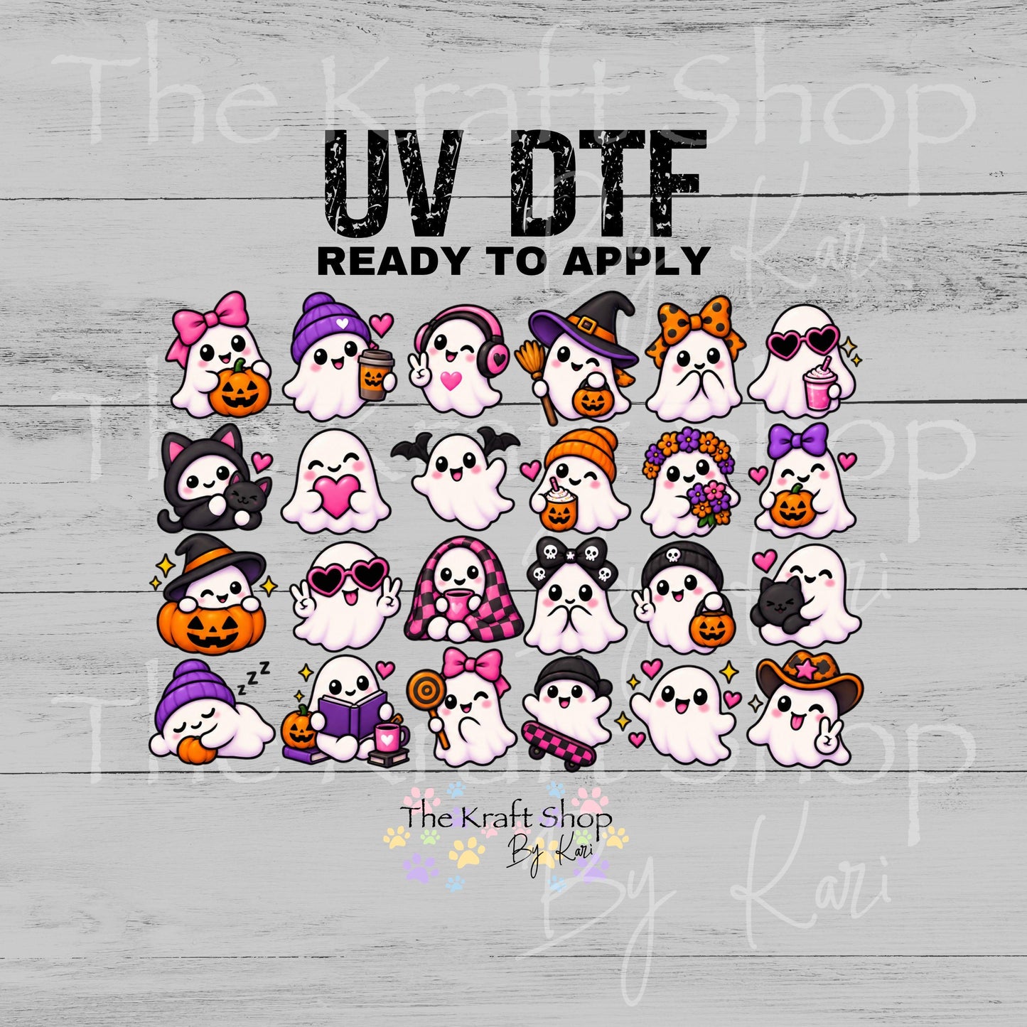 UV DTF Sticker prints. Ghost element sheet bundle decal, permanent sticker. #10548