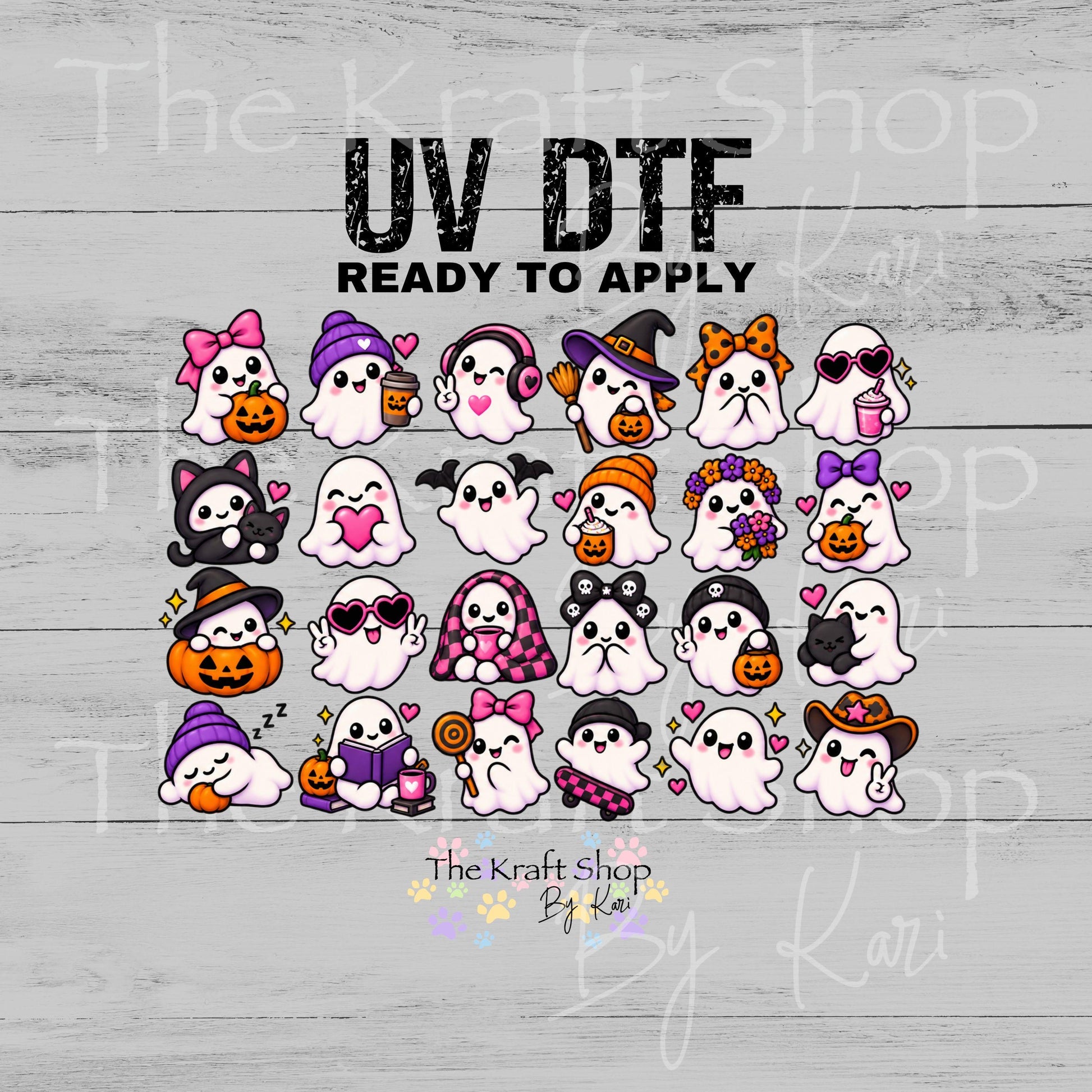 UV DTF Sticker prints. Ghost element sheet bundle decal, permanent sticker. #10548