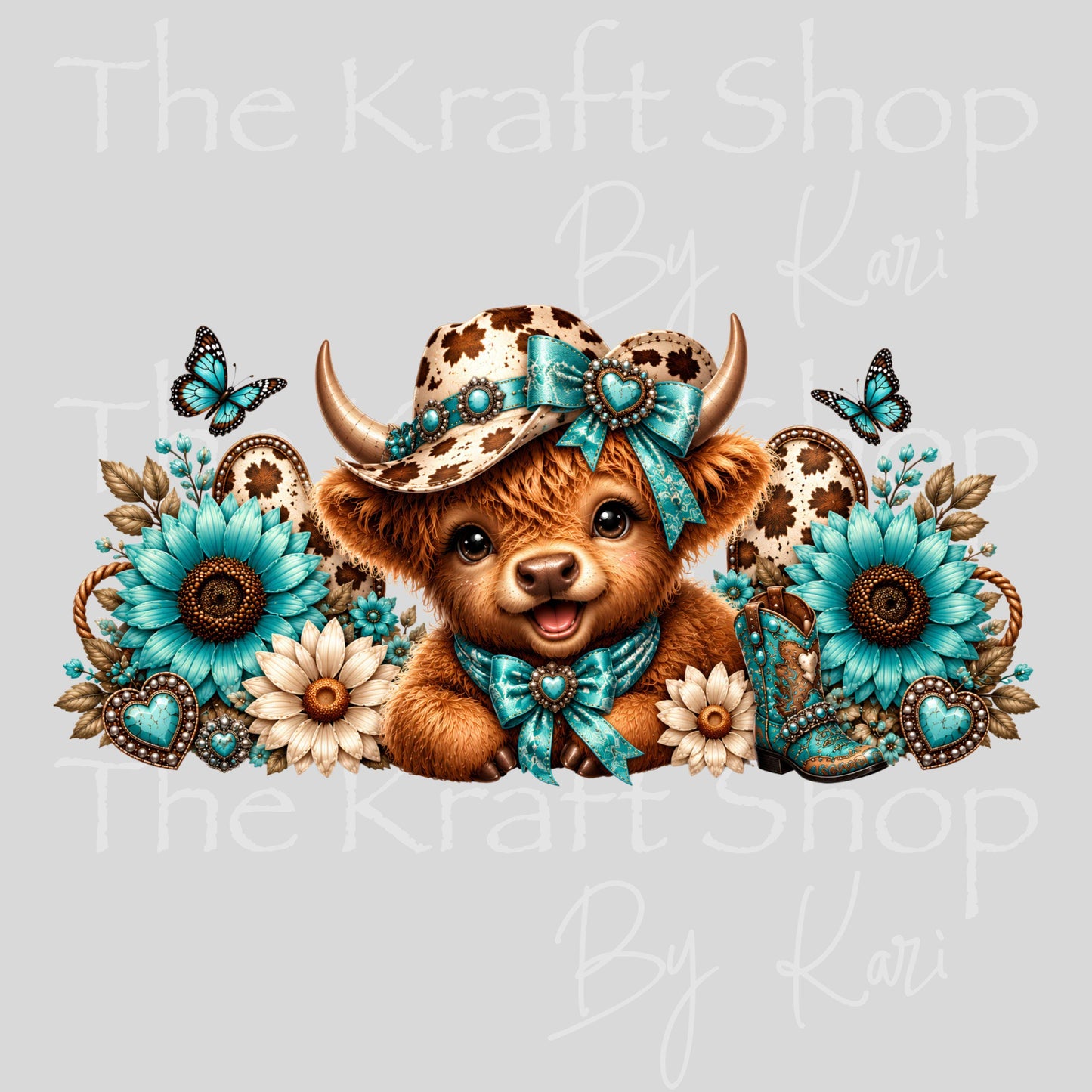 UV DTF Sticker print. Western Highland Cow glass can wrap decal, tumbler decal, permanent sticker. #5565