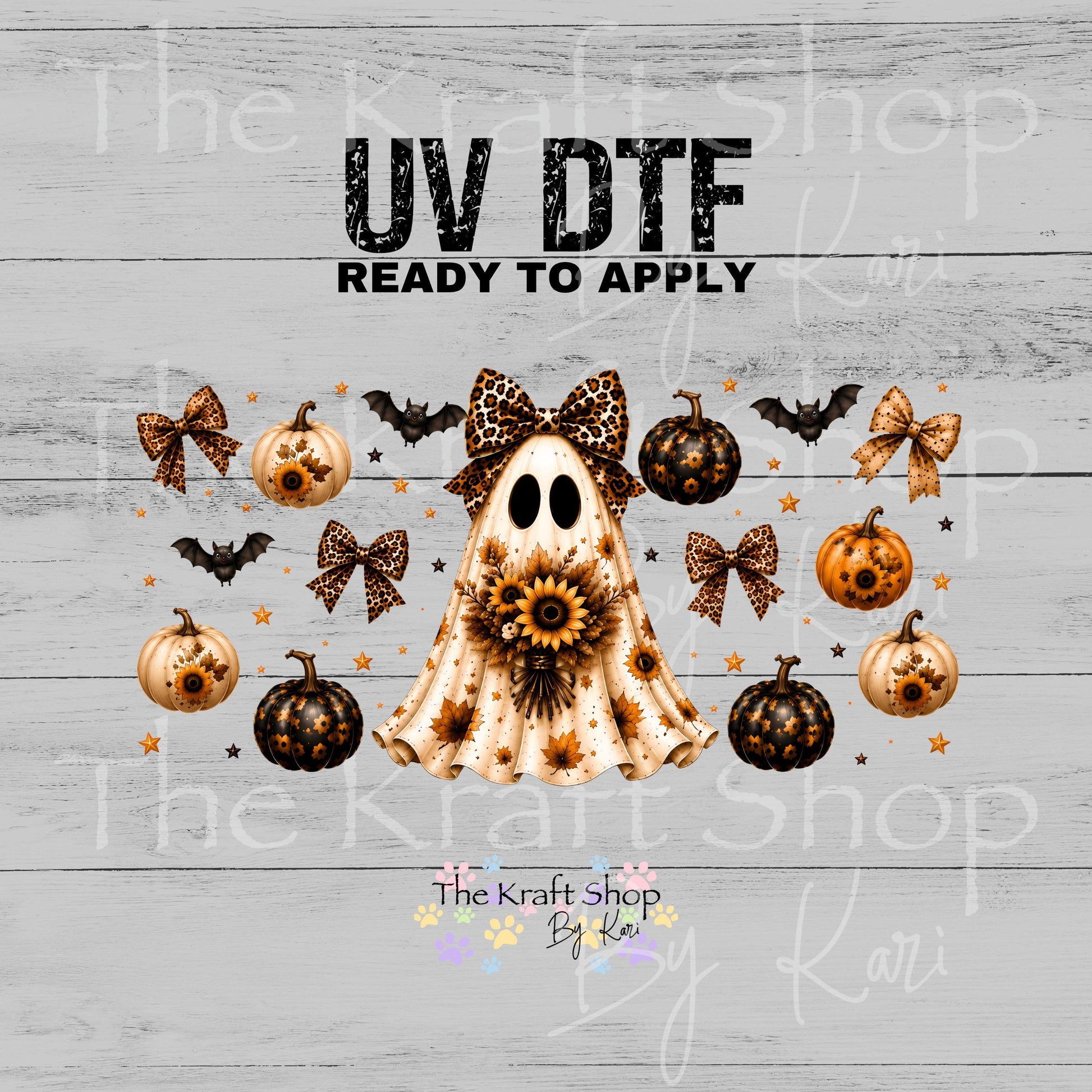 UV DTF Sticker print. Sunflower Ghost Wrap glass can wrap decal, tumbler decal, permanent sticker. #5568