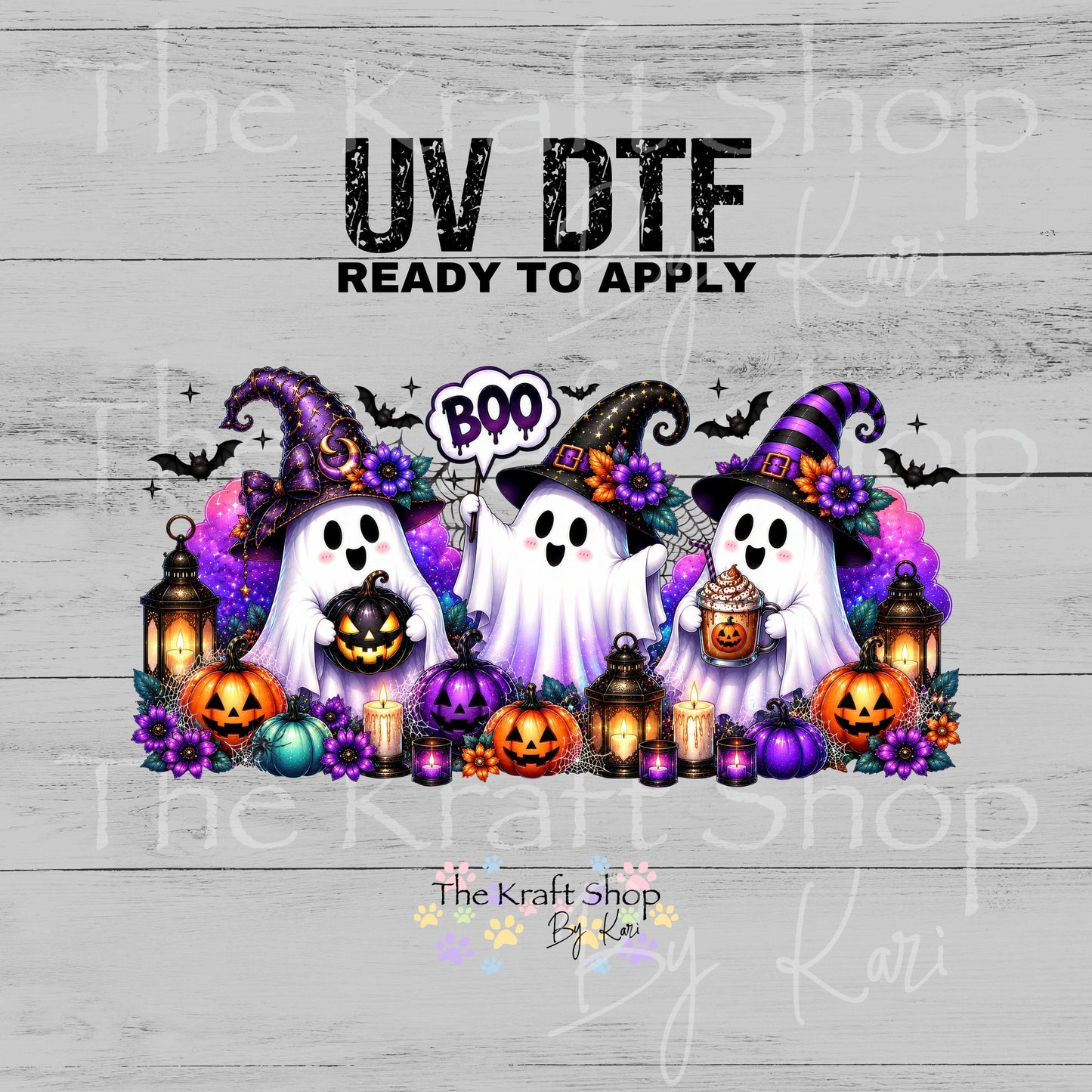 UV DTF Sticker print. Halloween 3 Ghosts Wrap glass can wrap decal, tumbler decal, permanent sticker. #5570