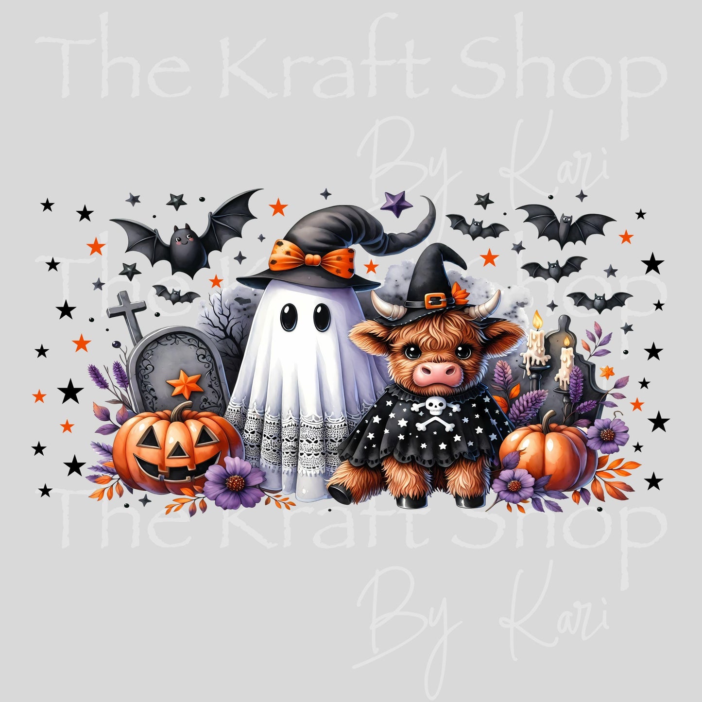 UV DTF Sticker print. Ghost And Cow Wrap glass can wrap decal, tumbler decal, permanent sticker. #5572