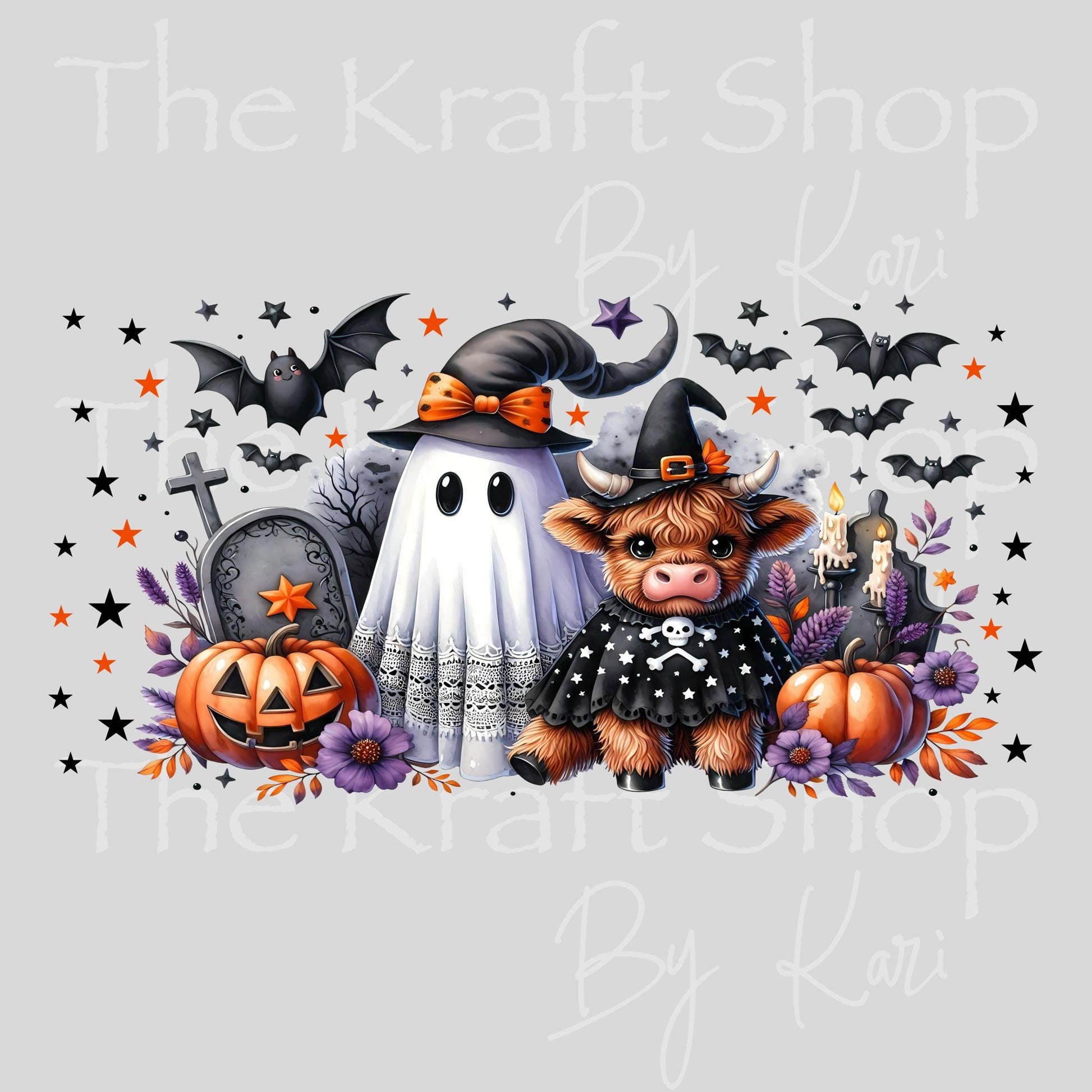 UV DTF Sticker print. Ghost And Cow Wrap glass can wrap decal, tumbler decal, permanent sticker. #5572