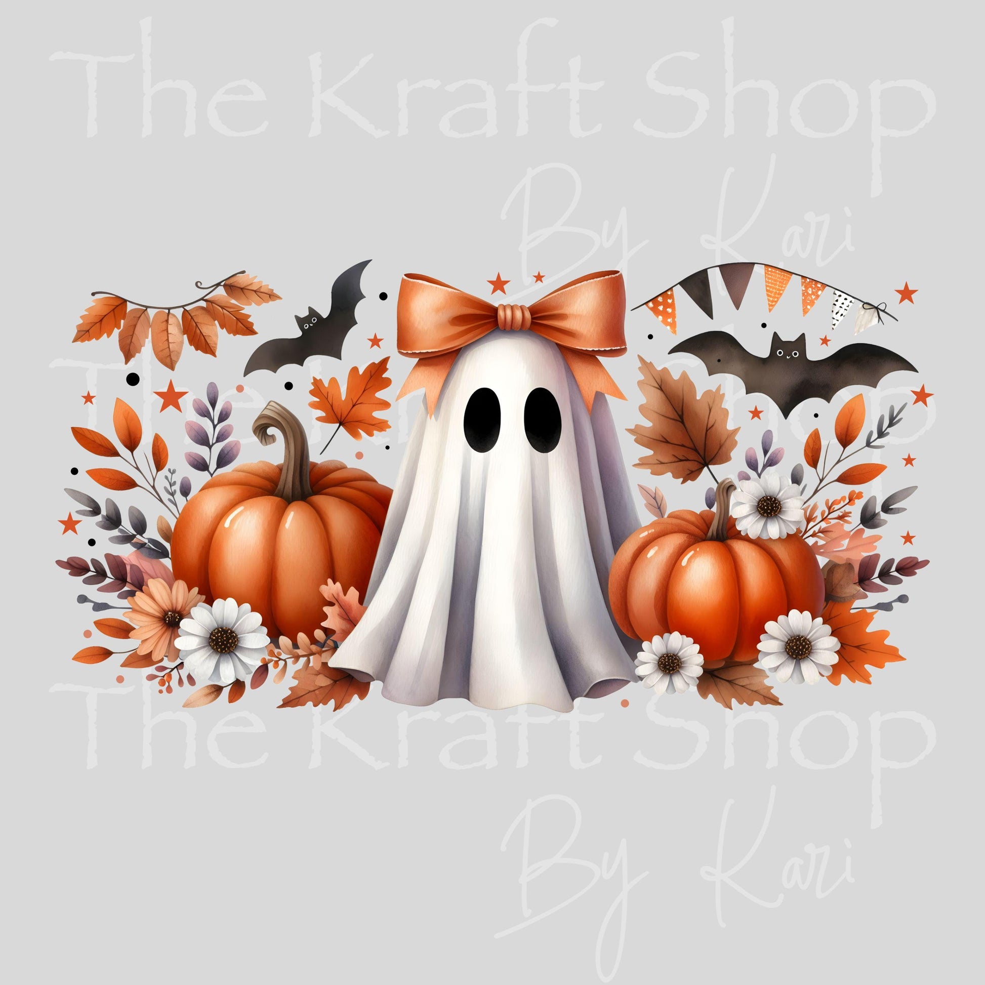 UV DTF Sticker print. Pumpkin Fall Ghost Wrap glass can wrap decal, tumbler decal, permanent sticker. #5575