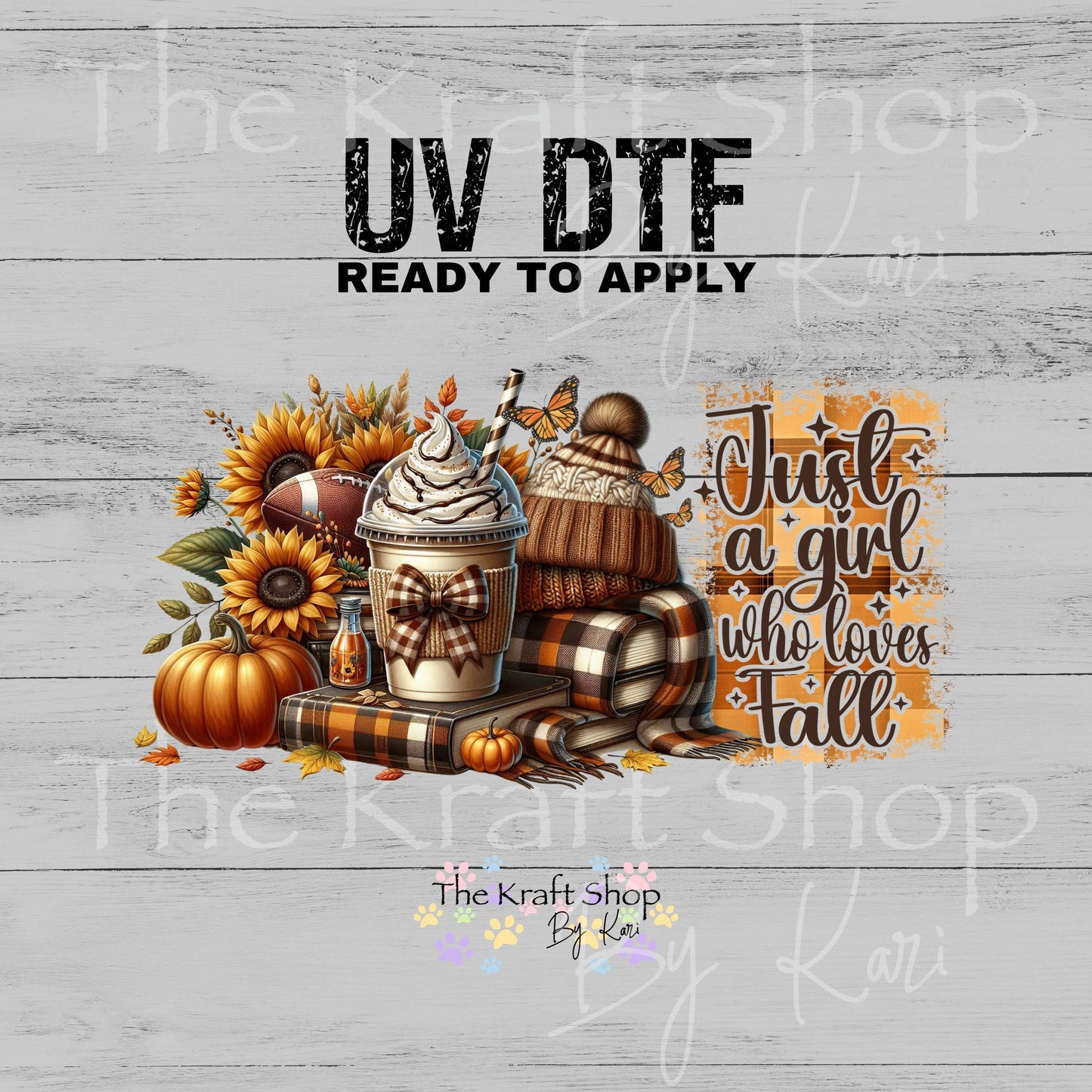 UV DTF Sticker print. A Girl Who Loves Fall Wrap glass can wrap decal, tumbler decal, permanent sticker. #5577