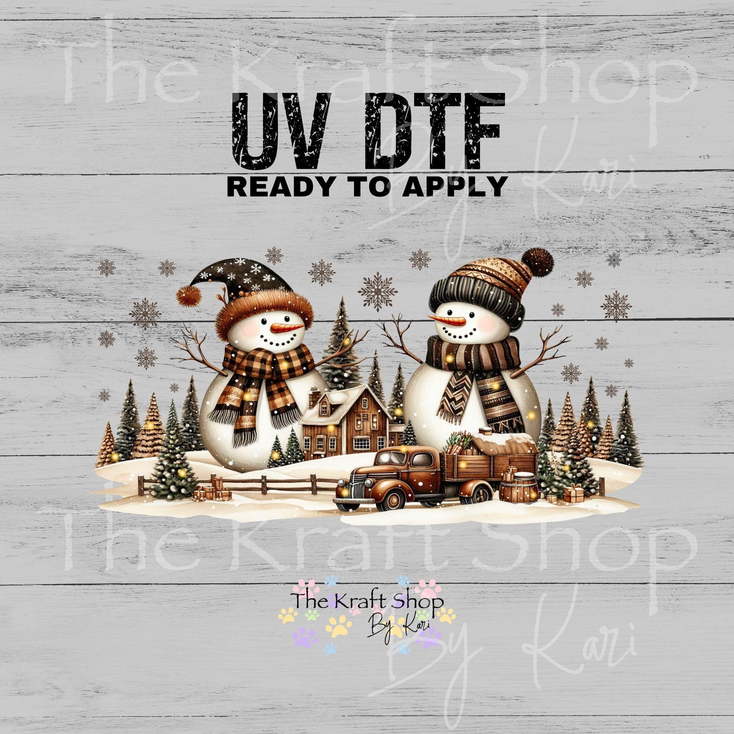 UV DTF Sticker print. Bronze Snowman glass can wrap decal, tumbler decal, permanent sticker. #5564