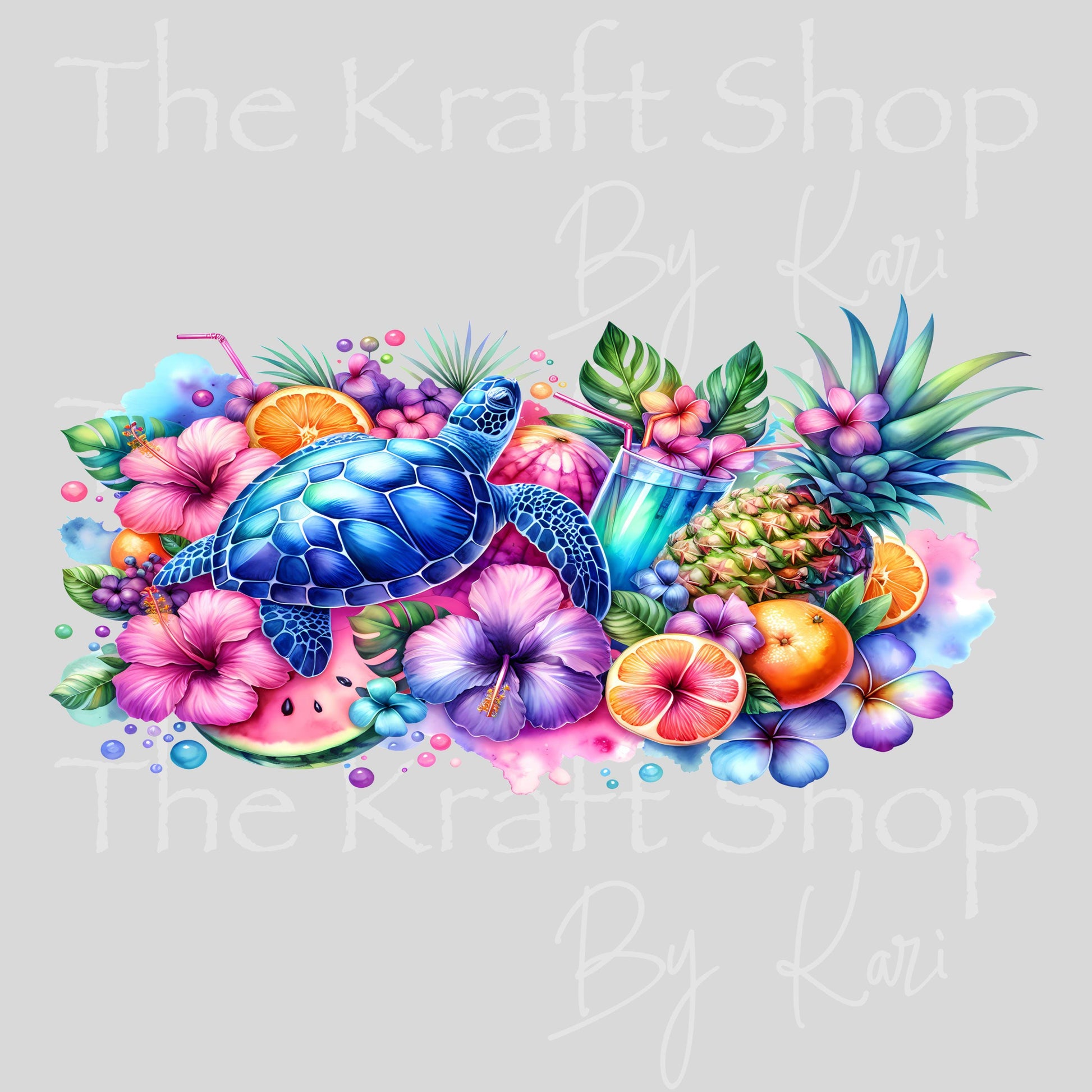 UV DTF Sticker print. Watercolor Sea Turtle glass can wrap decal, tumbler decal, permanent sticker. #5585