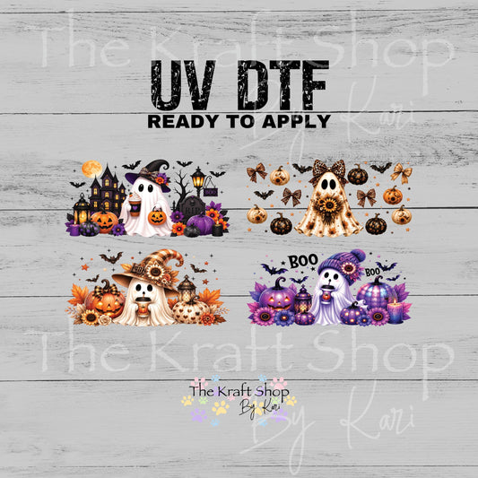 UV dtf Sticker print Halloween Ghost keychain mini wraps for mini tumbler keychains, sticker. Uv wrap for chapstick holders #10540