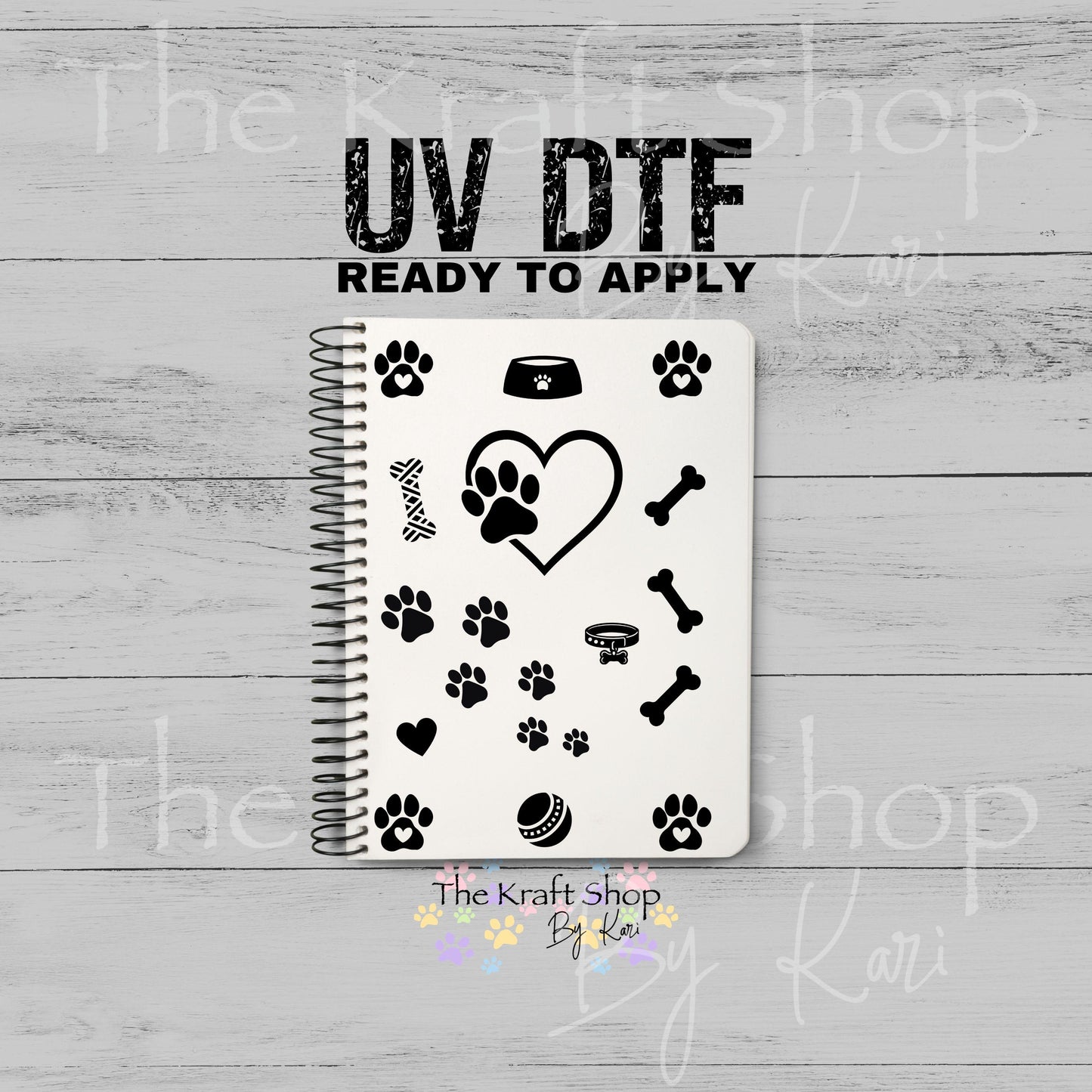 UV DTF Sticker print Dog Paws Notebook Element sheet 8.5x5.7 inches, decal #5589