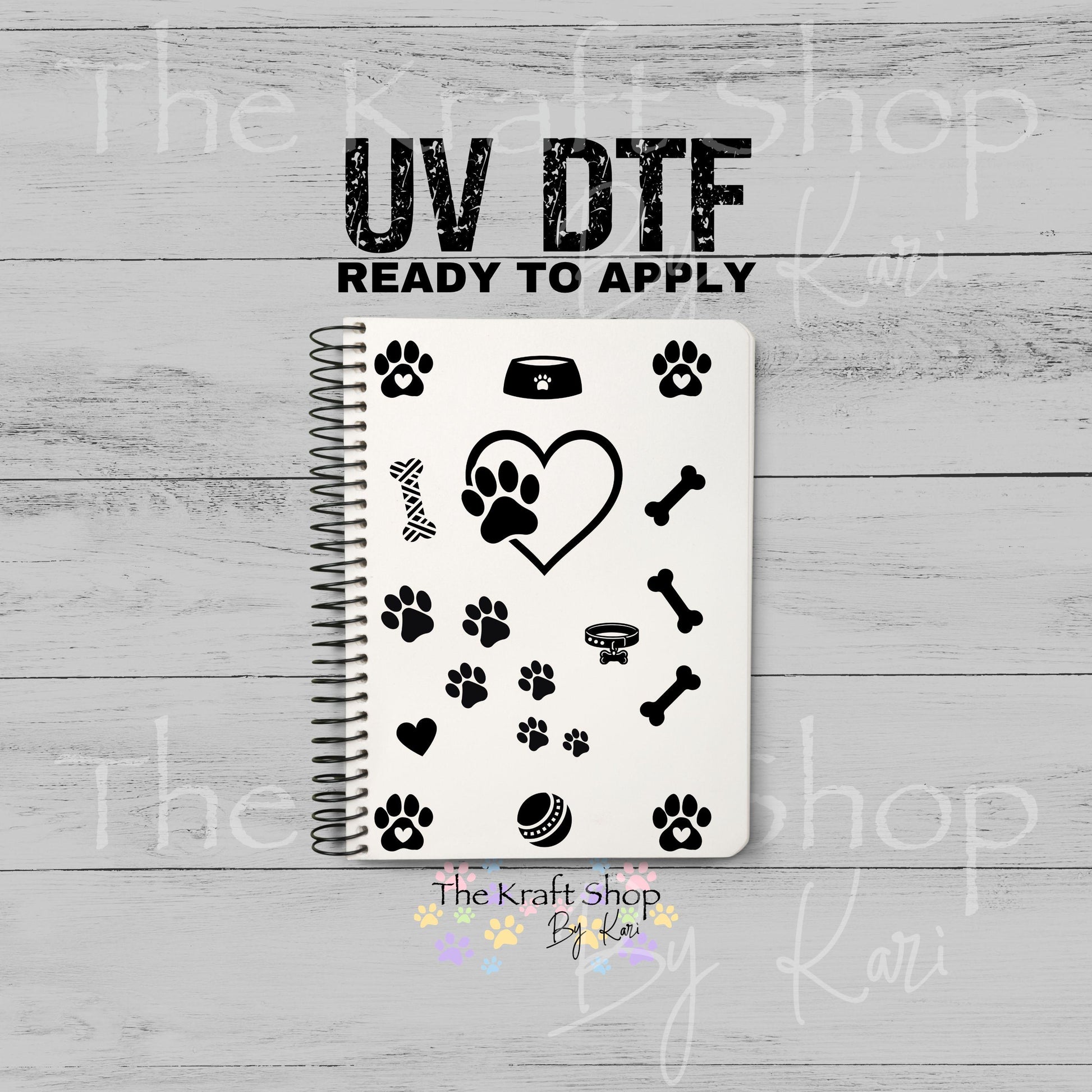 UV DTF Sticker print Dog Paws Notebook Element sheet 8.5x5.7 inches, decal #5589