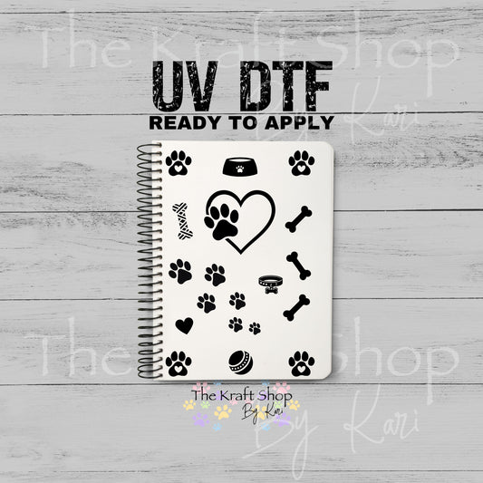 UV DTF Sticker print Dog Paws Notebook Element sheet 8.5x5.7 inches, decal #5589