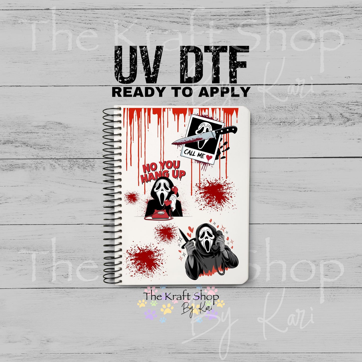 UV DTF Sticker print Call Me Notebook Element sheet 8.5x5.7 inches, decal #5595