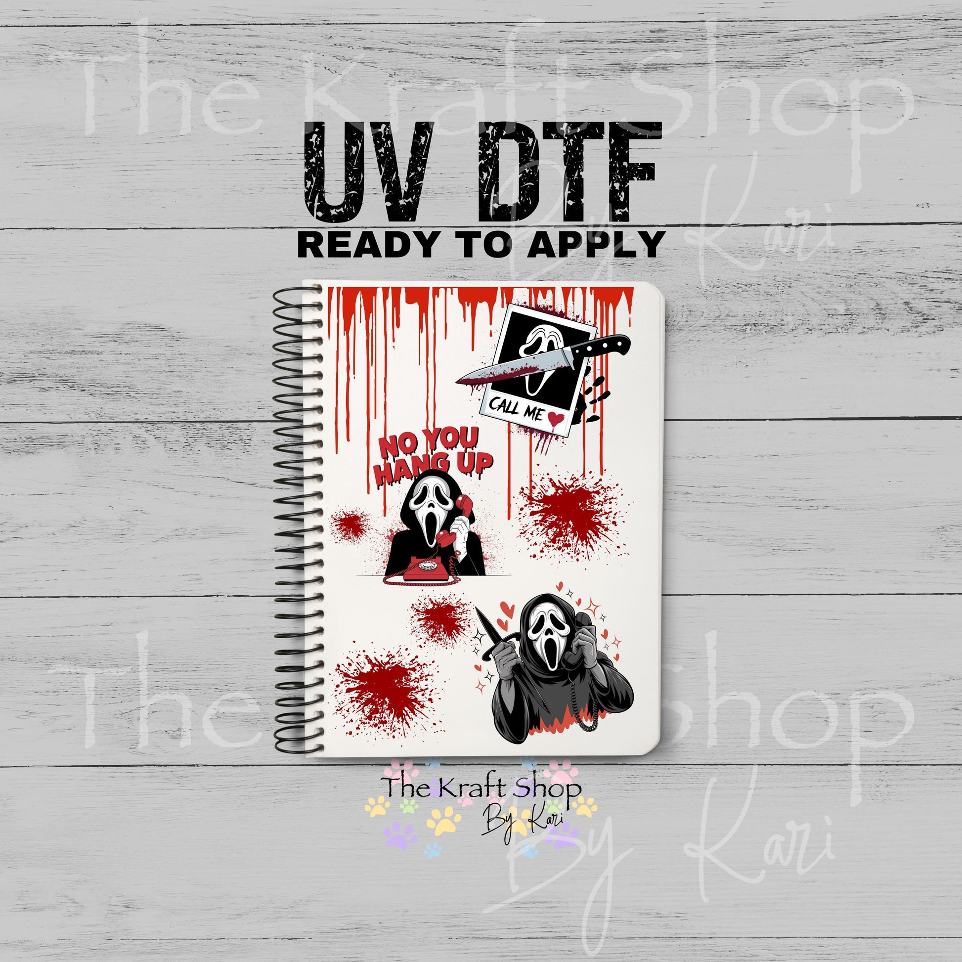 UV DTF Sticker print Call Me Notebook Element sheet 8.5x5.7 inches, decal #5595