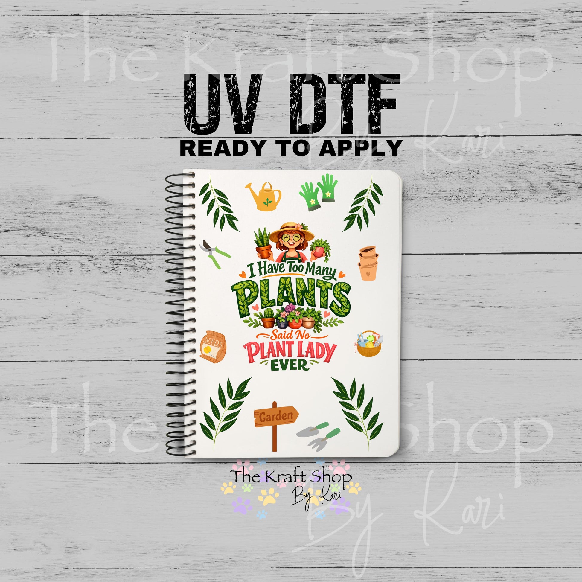 UV DTF Sticker print Plant Lady Notebook Element sheet 8.5x5.7 inches, decal #5603