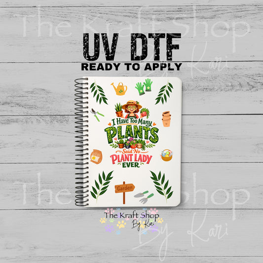 UV DTF Sticker print Plant Lady Notebook Element sheet 8.5x5.7 inches, decal #5603