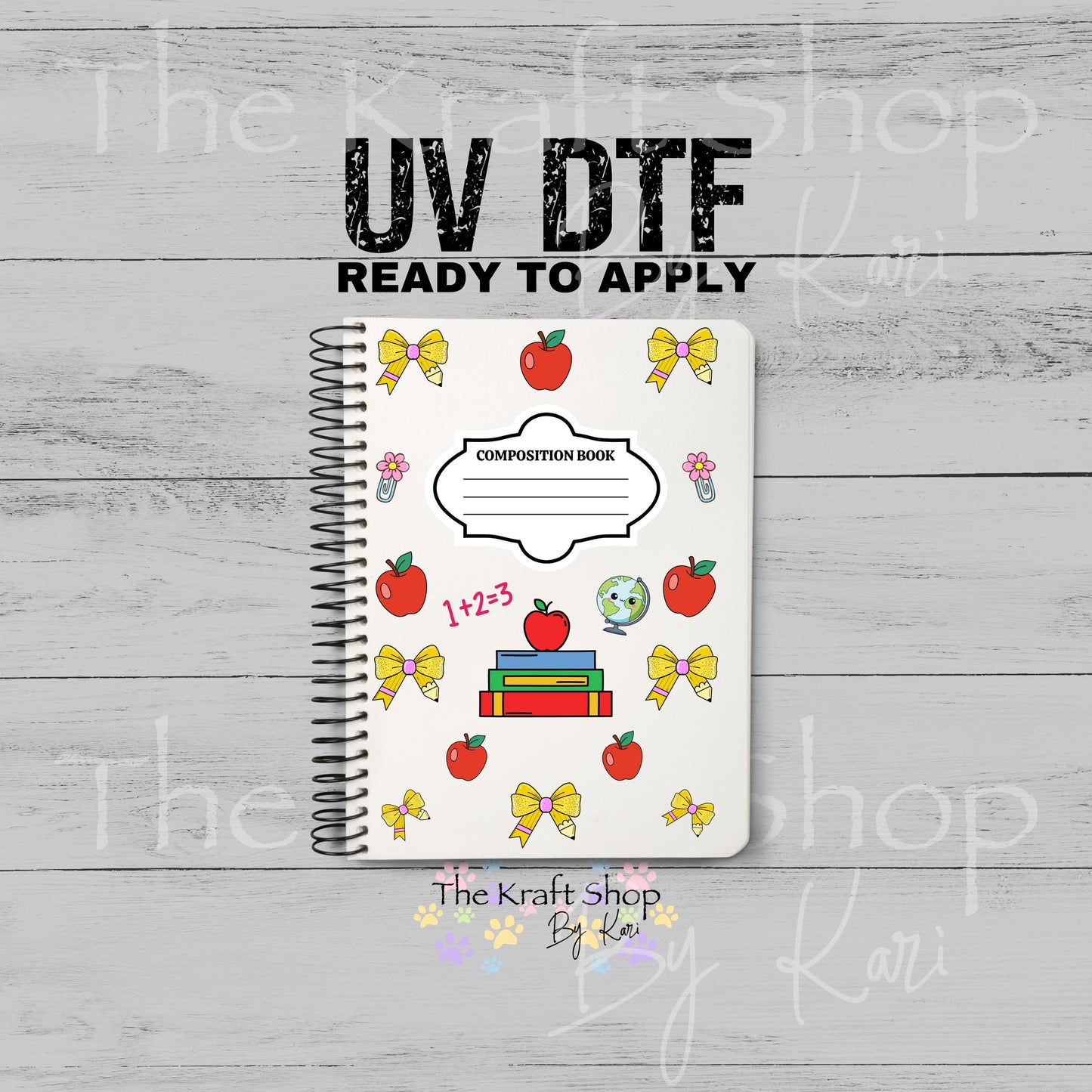 UV DTF Sticker print Teacher Composition Notebook Element sheet 8.5x5.7 inches, decal #5602