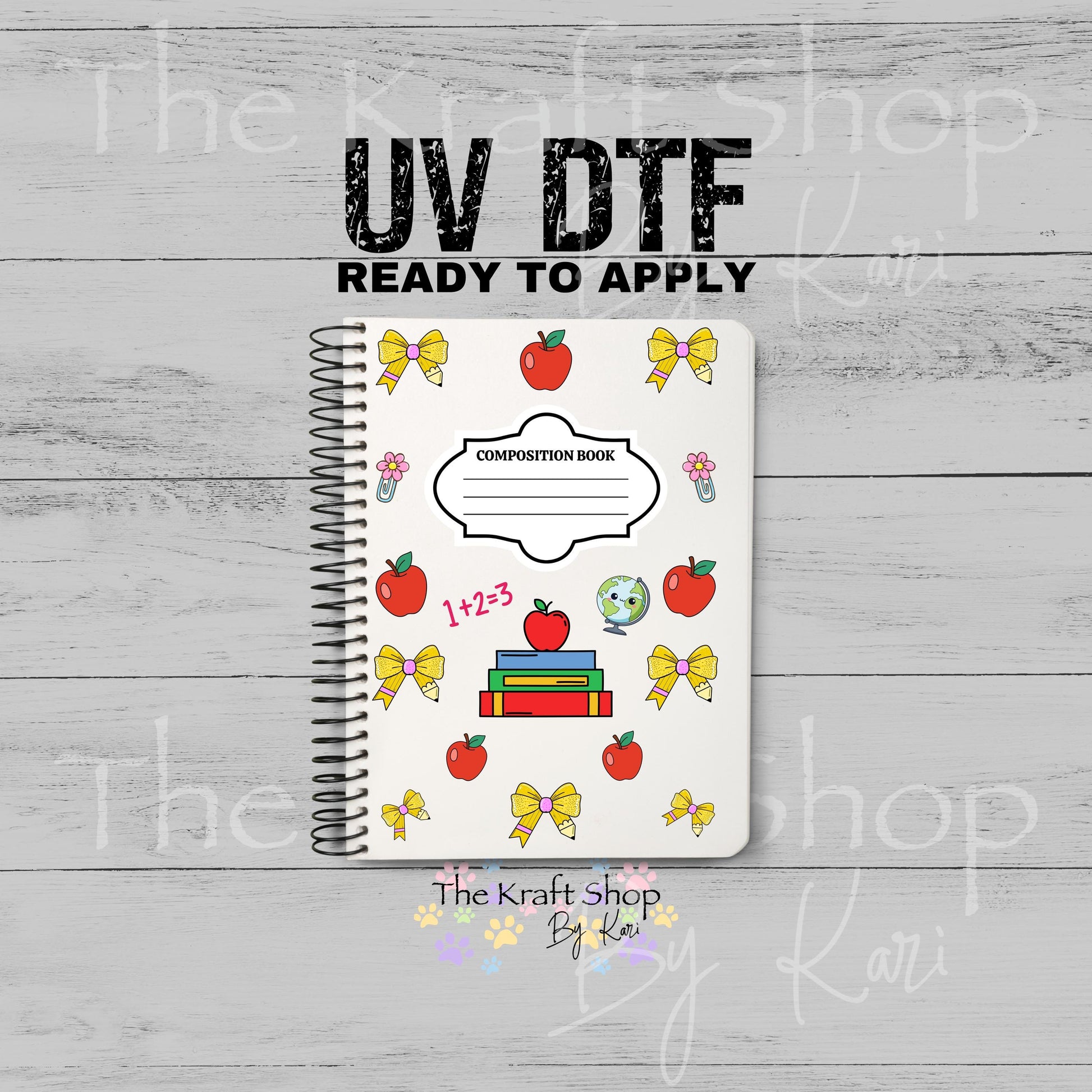 UV DTF Sticker print Teacher Composition Notebook Element sheet 8.5x5.7 inches, decal #5602