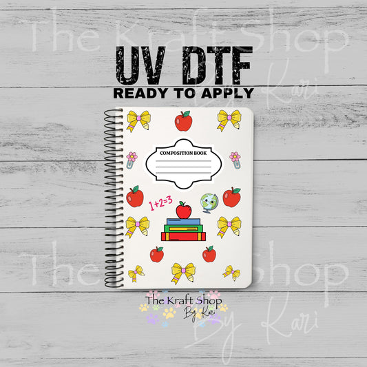 UV DTF Sticker print Teacher Composition Notebook Element sheet 8.5x5.7 inches, decal #5602