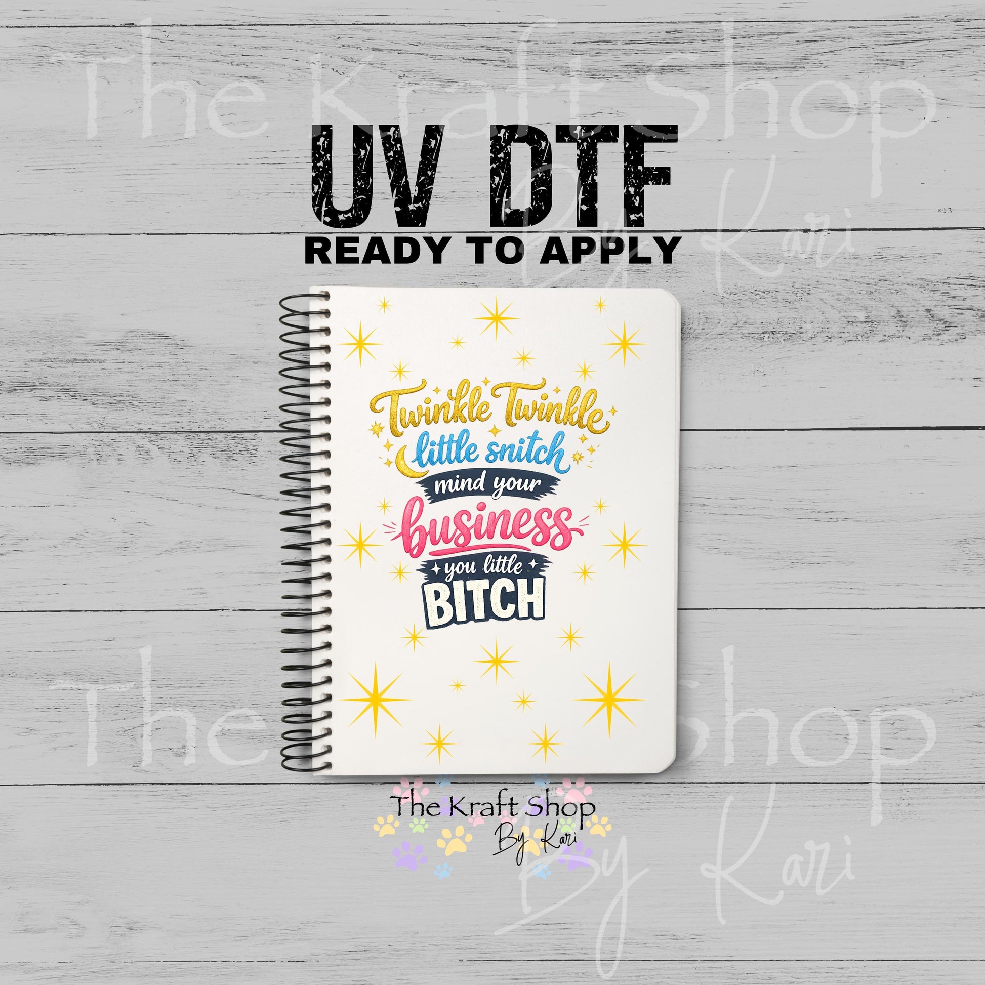 UV DTF Sticker print Twinkle Twinkle Notebook Element sheet 8.5x5.7 inches, decal #5598