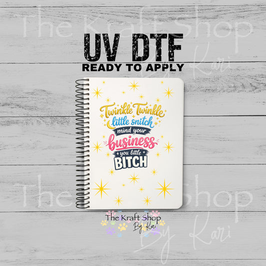 UV DTF Sticker print Twinkle Twinkle Notebook Element sheet 8.5x5.7 inches, decal #5598