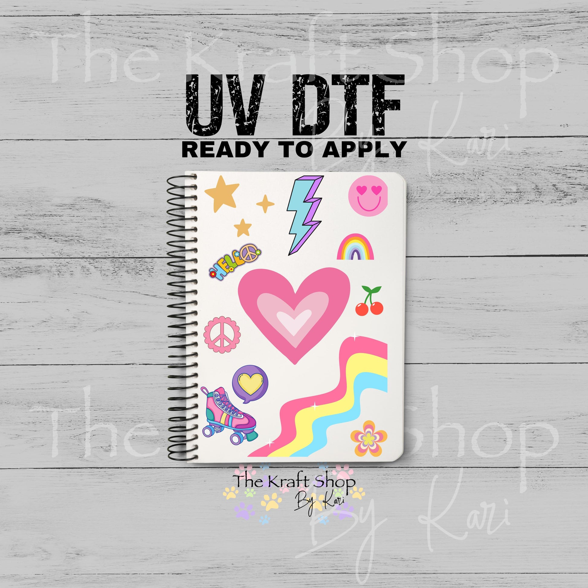 UV DTF Sticker print Groovy Notebook Element sheet 8.5x5.7 inches, decal #5604