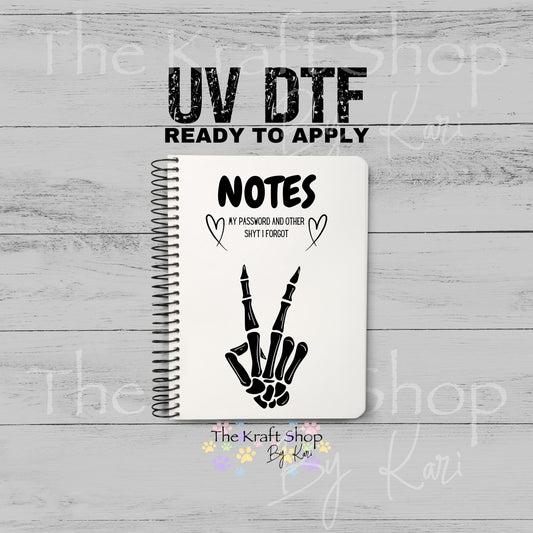 UV DTF Sticker print Notes Notebook Element sheet 8.5x5.7 inches, decal #5609