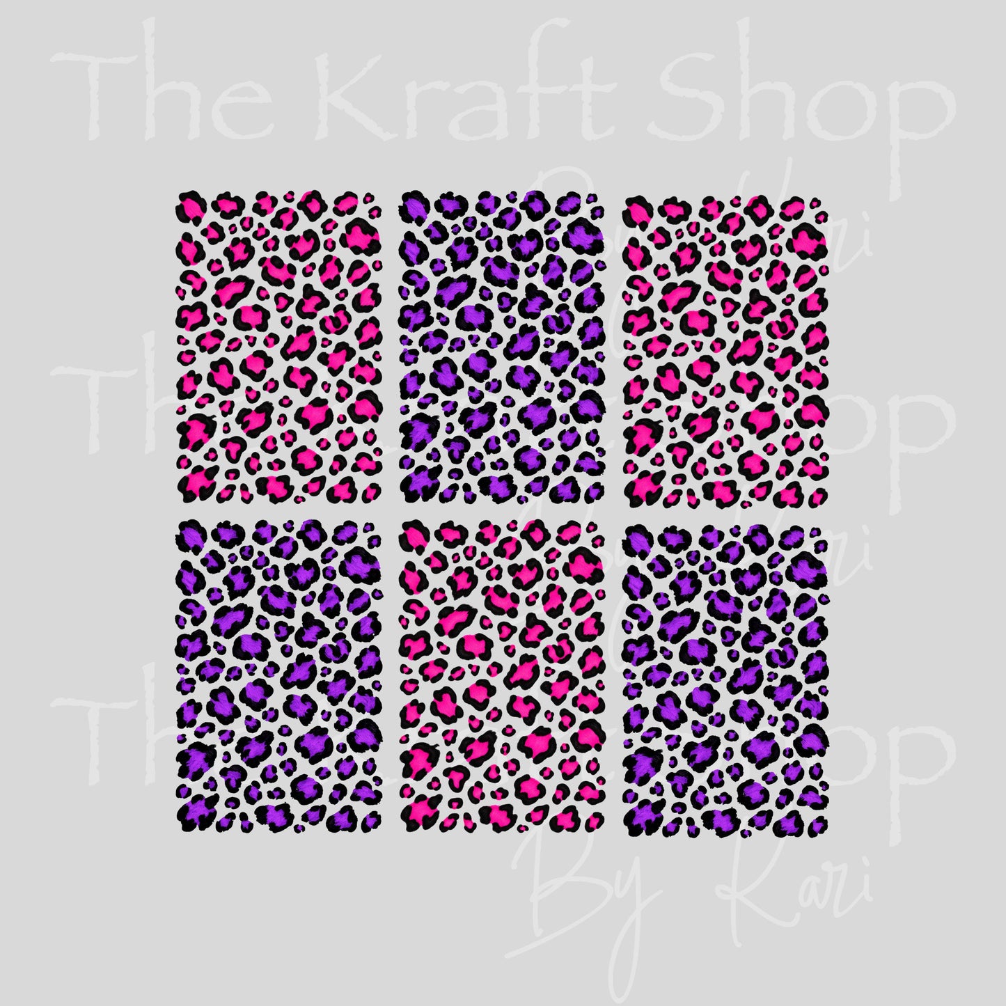 UV DTF Sticker print. Purple Pink Leopard Spot element sheet of decals, tumbler decal, permanent sticker. #10551