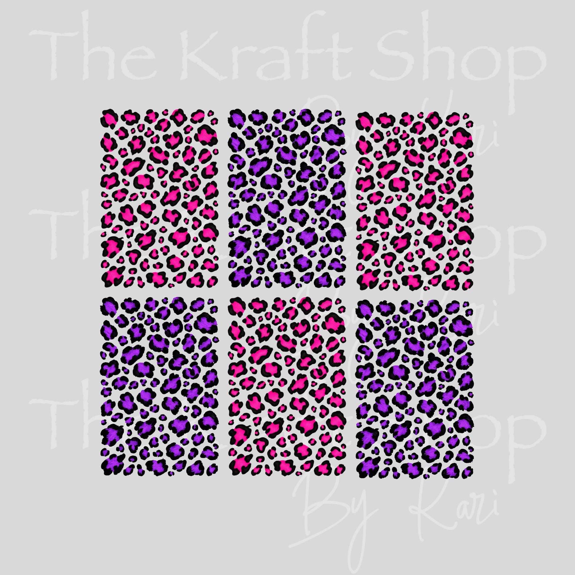 UV DTF Sticker print. Purple Pink Leopard Spot element sheet of decals, tumbler decal, permanent sticker. #10551