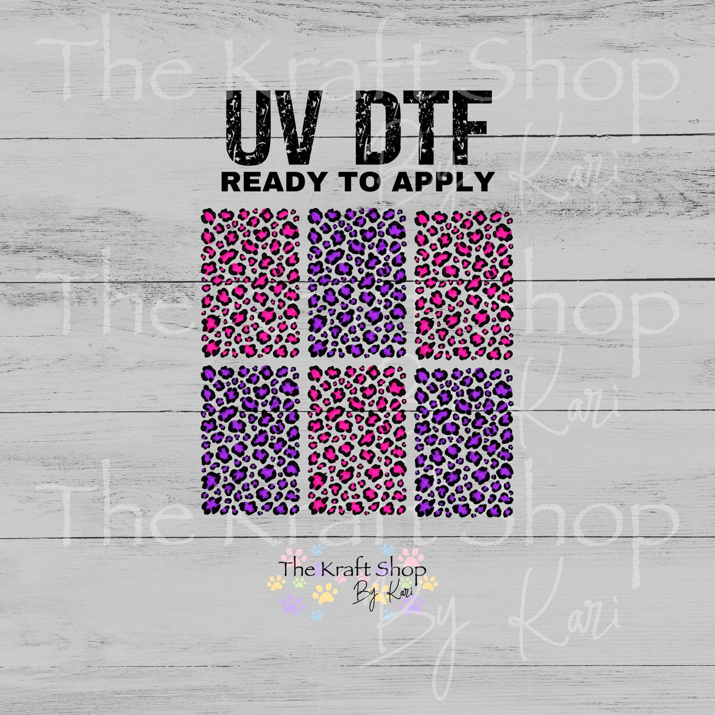 UV DTF Sticker print. Purple Pink Leopard Spot element sheet of decals, tumbler decal, permanent sticker. #10551