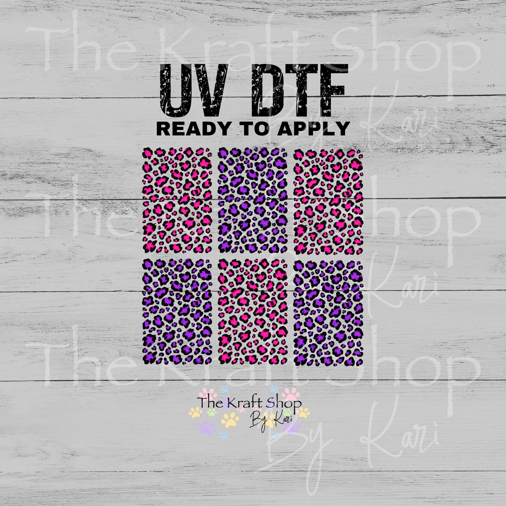 UV DTF Sticker print. Purple Pink Leopard Spot element sheet of decals, tumbler decal, permanent sticker. #10551
