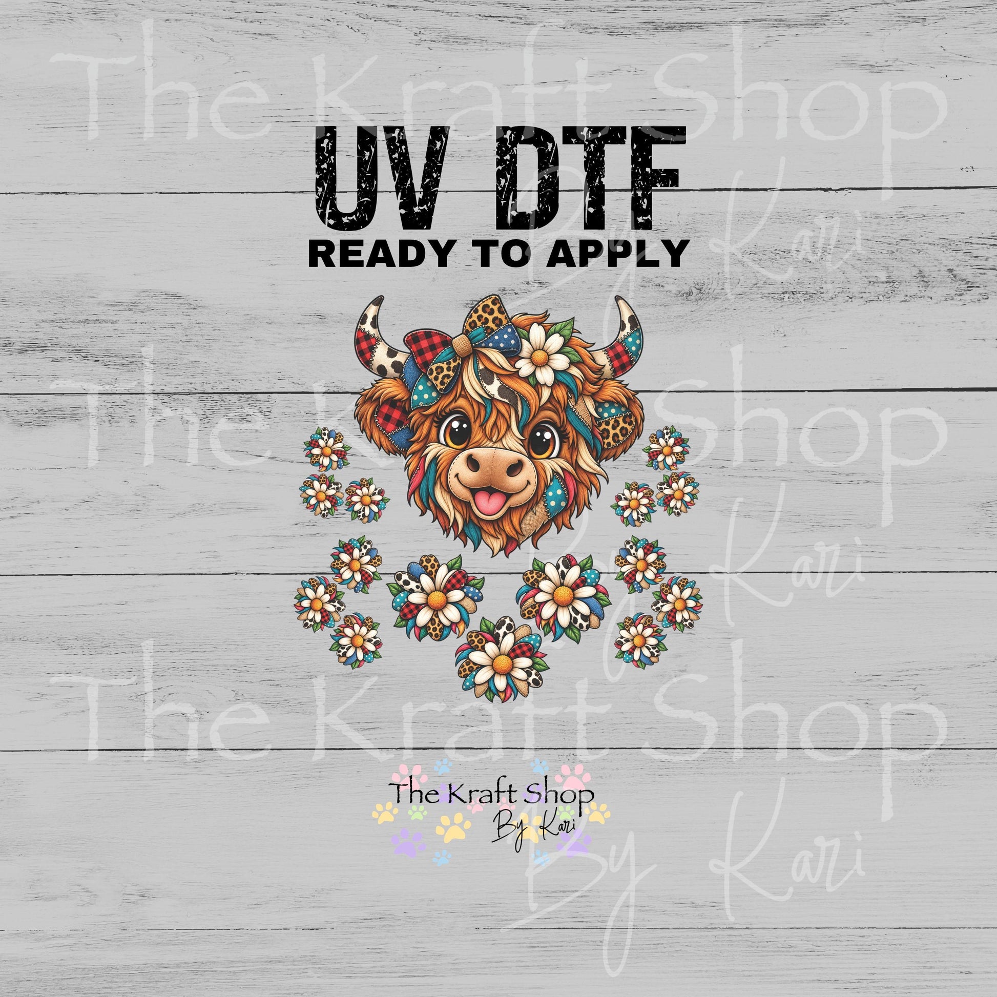 UV DTF Sticker print. Cute Patchwork Cow element sheet of decals, tumbler decal, permanent sticker. #10552
