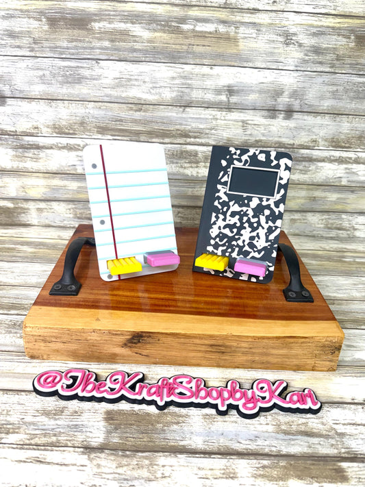 3D Cell phone holder. Highland cow. Teacher school accessories. Lined paper or composition notebook. Ready to ship.